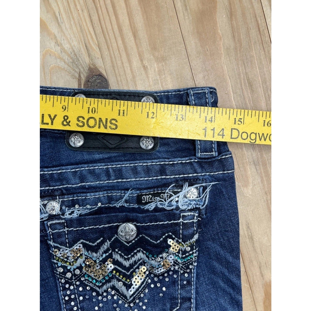 Miss Me Signature Boot Cut Aztec Stitching Embellished Jeans Size 27