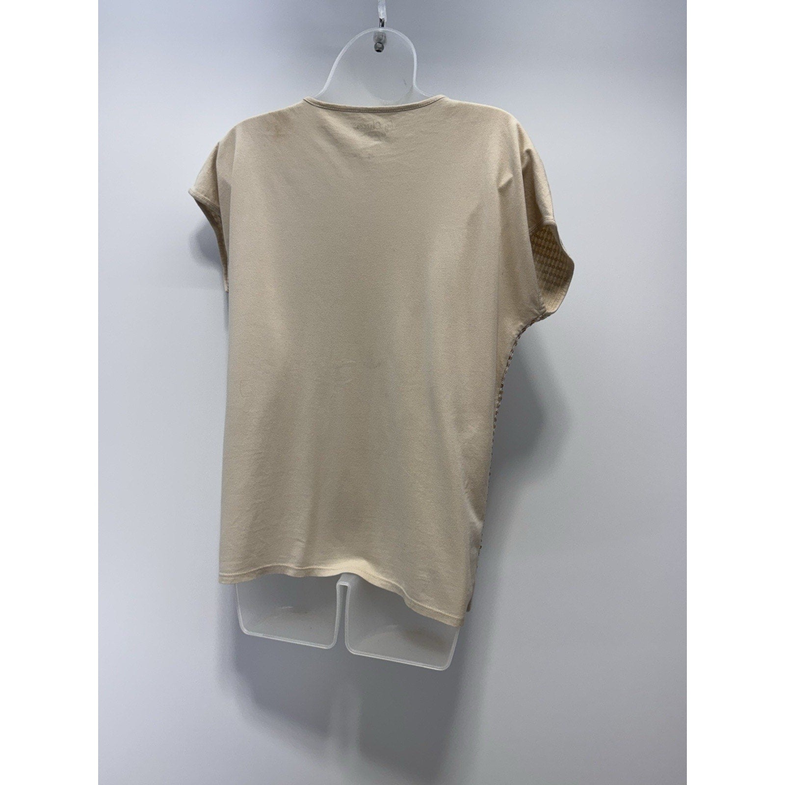 Chico's Top Beige Sequined Cap Sleeve Stretch Knit Top Pullover Women’s 1/M