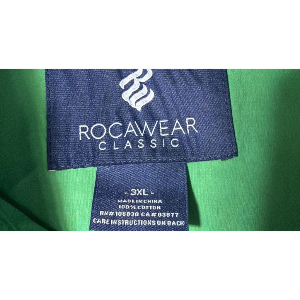 Vintage Y2K Rocawear Button Up Shirt Mens 3XL Green Short Sleeve Streetwear