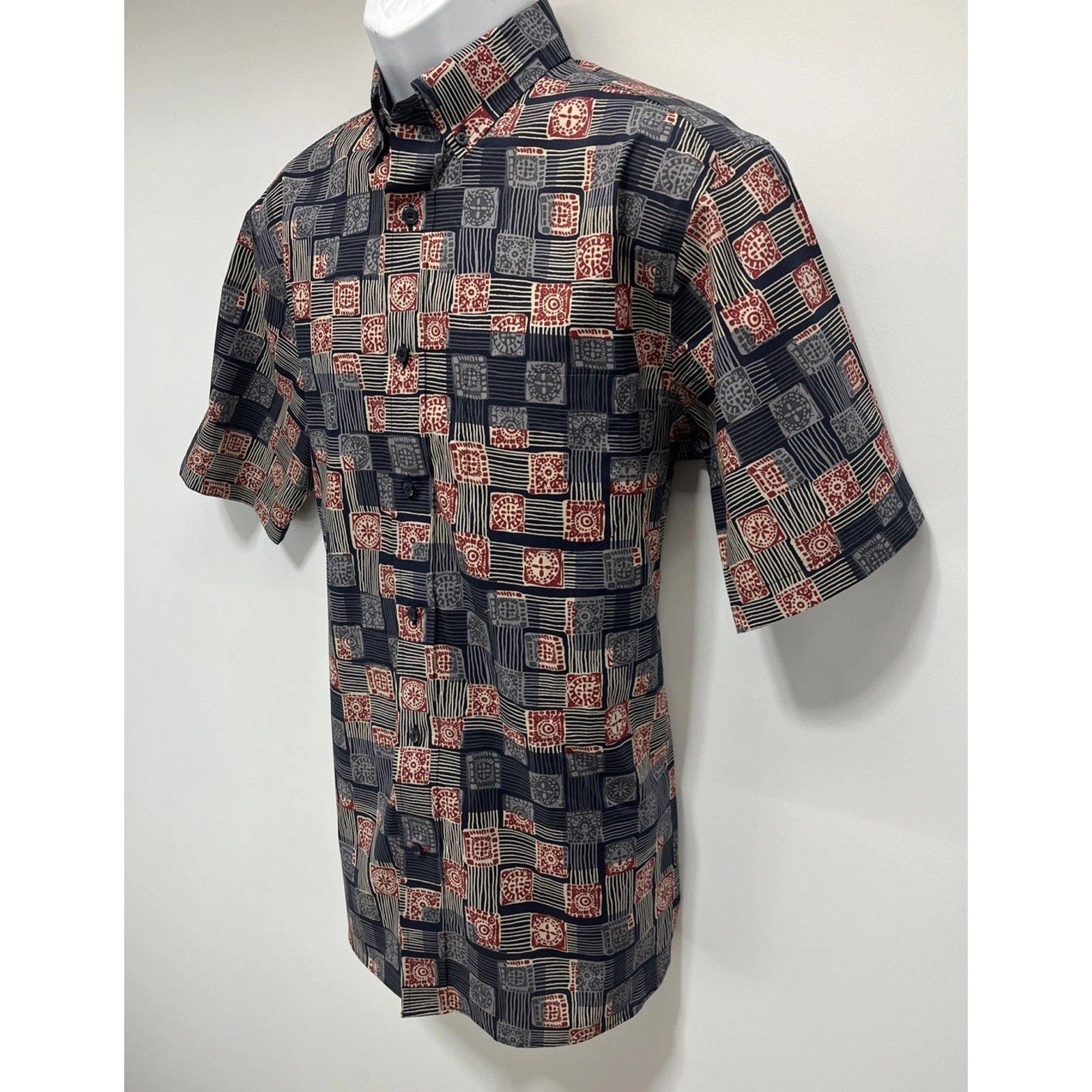 Daniel Cremieux Signature Collection Shirt Men’s M Navy Red Allover Print Cotton