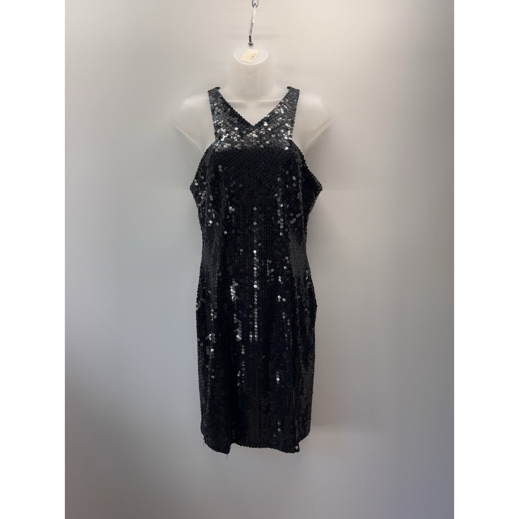 NITELINE Vintage Black Sequin Sleeveless Sheath Dress Women’s Size 12
