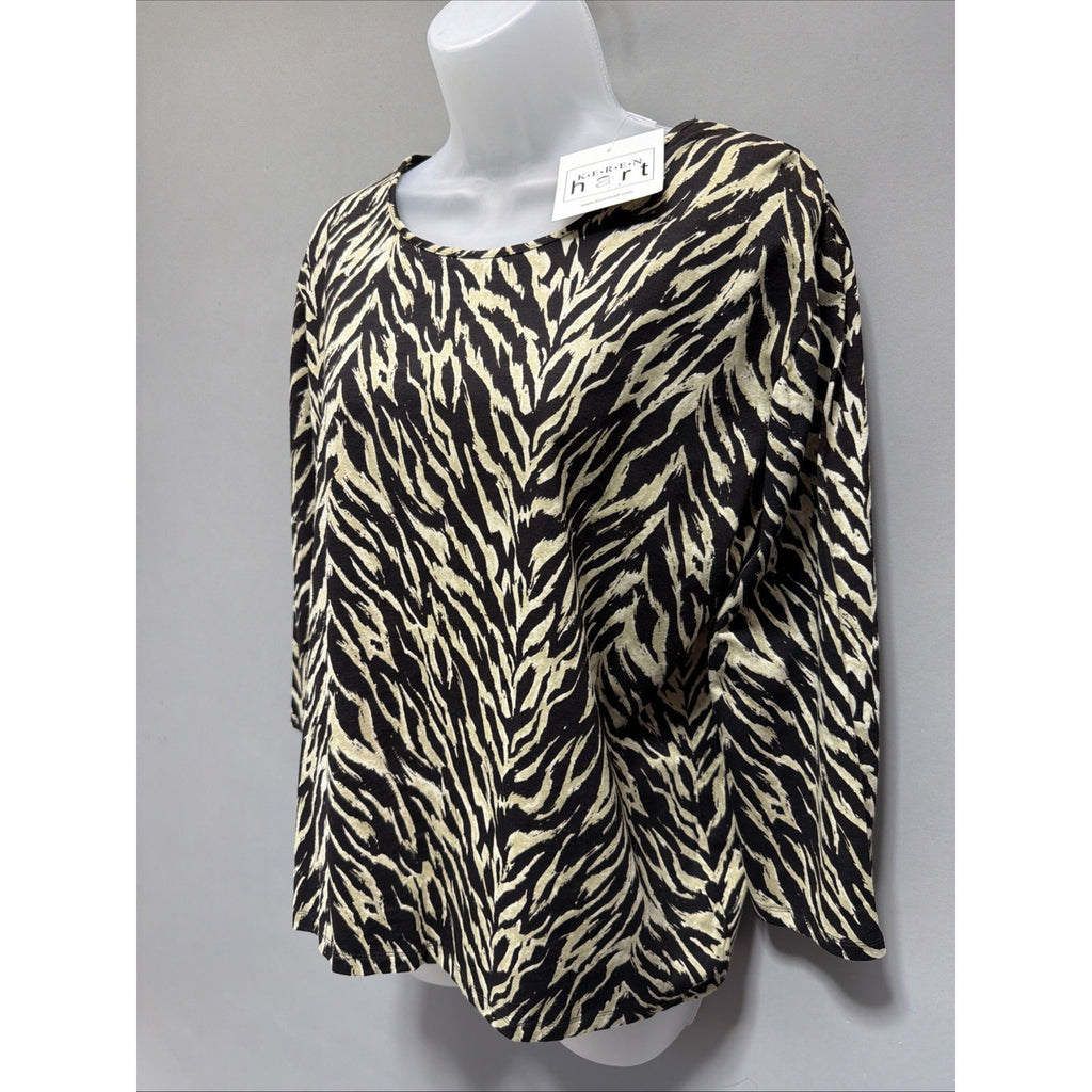 Vintage Keren Hart Womens Blouse Top L Animal Print New