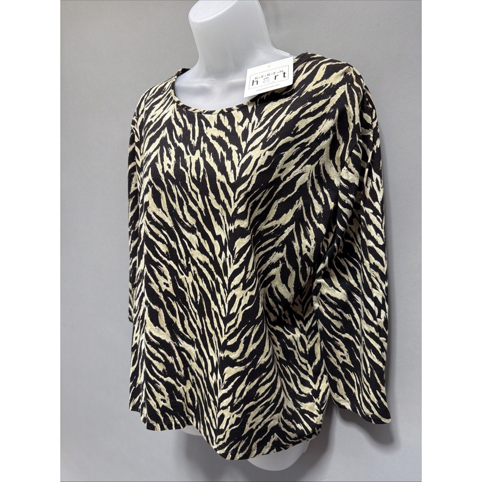 Vintage Keren Hart Womens Blouse Top L Animal Print New