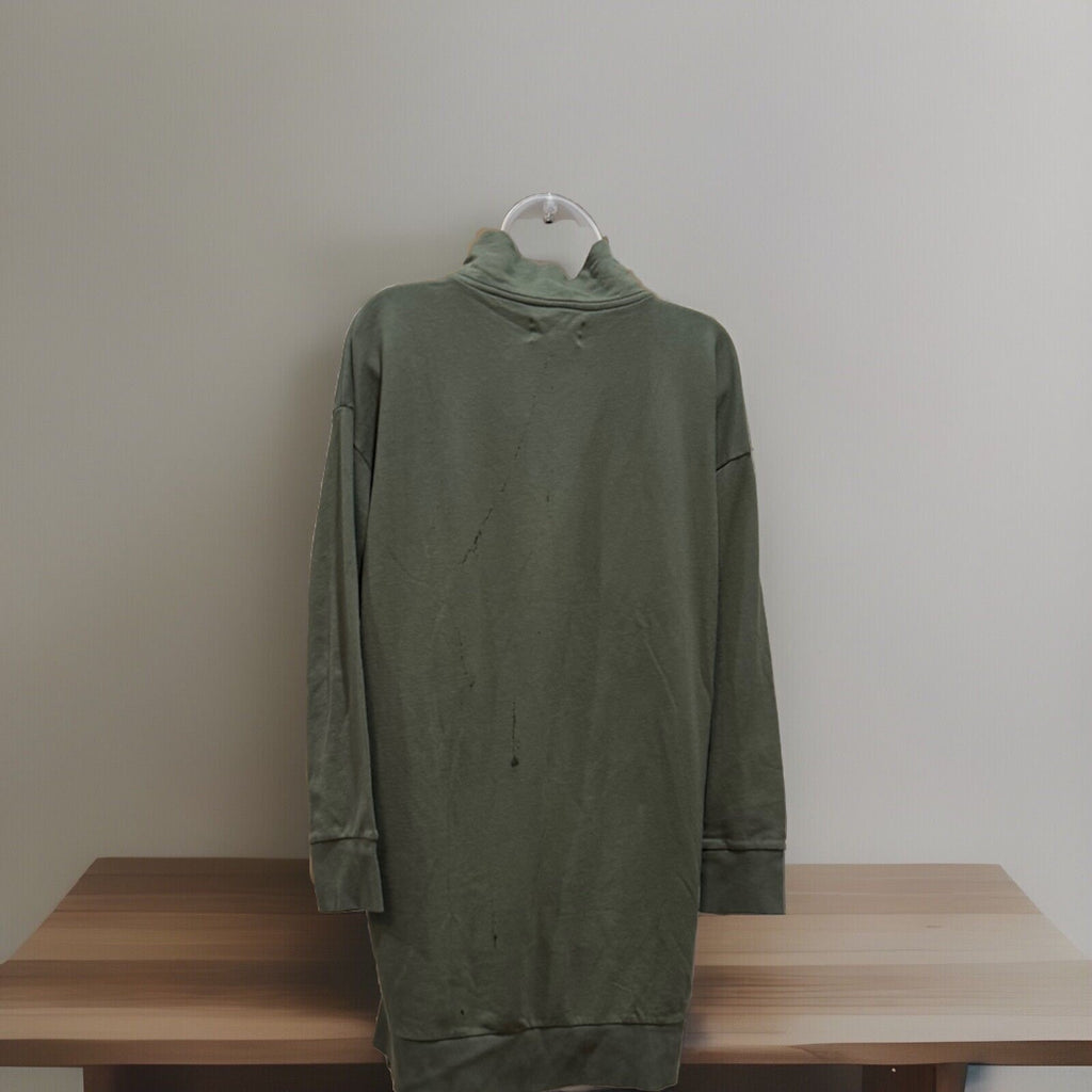 WVN For You Wilder Dress Small Thyme Green Organic Cotton Mock Neck NWT