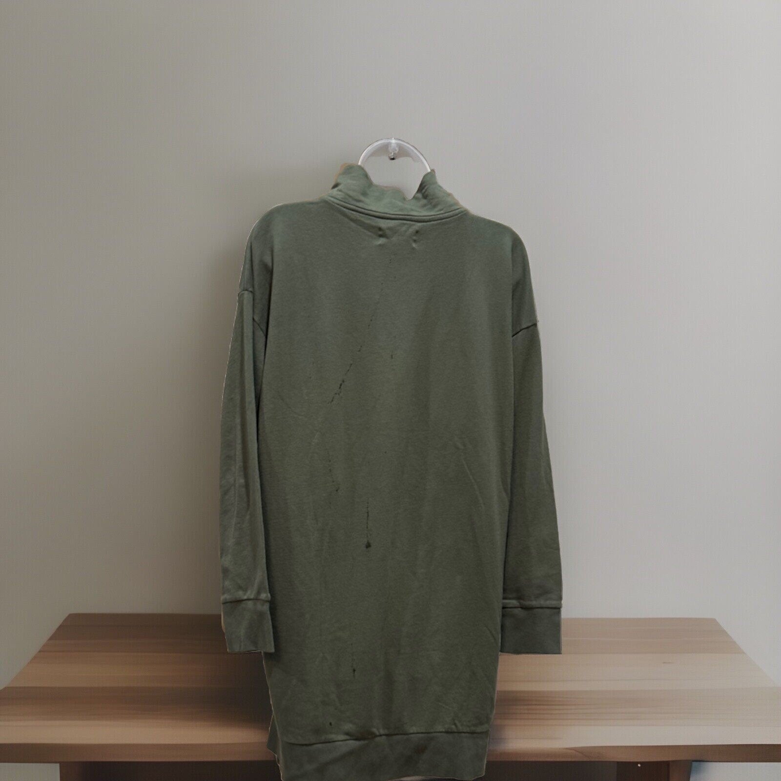 WVN For You Wilder Dress Small Thyme Green Organic Cotton Mock Neck NWT