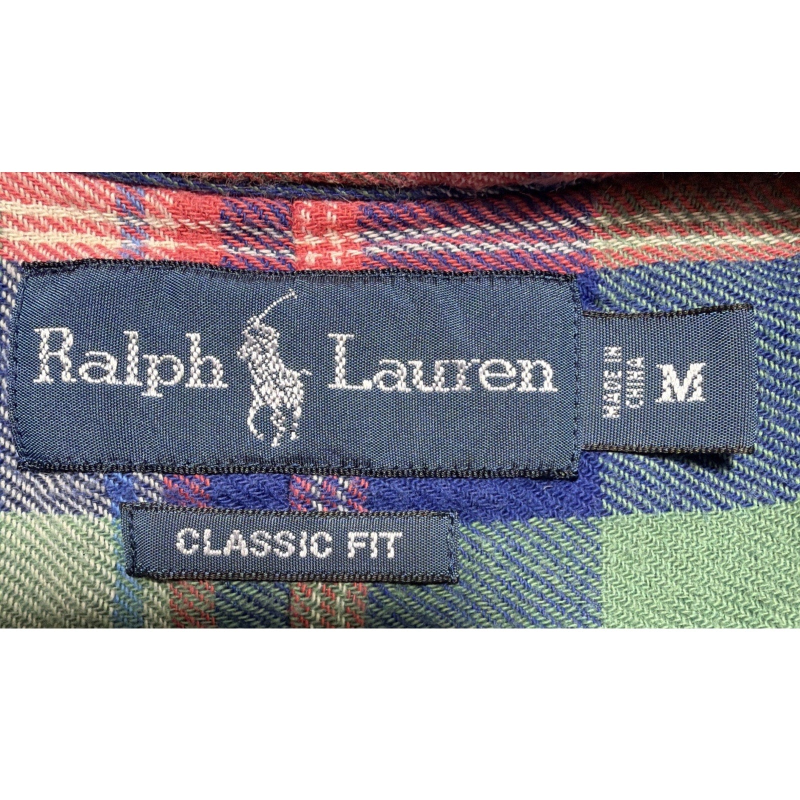 Ralph Lauren Mountain Equip 2 Layer Button Up Flannel Shirt Polo Men size M Vtg