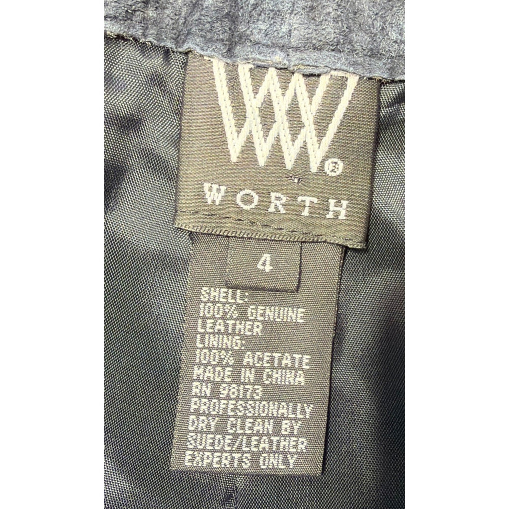 Worth 100% Leather Pants Womens 4 Blue Suede High Rise Lined Grudge Western Retr