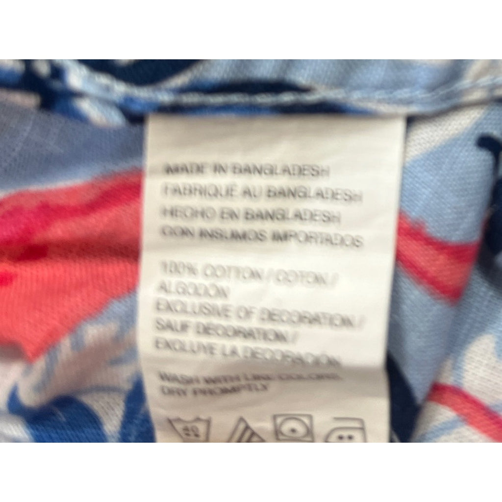 Izod Saltwater Tropical Shirt Adult XXL Blue Pink Flamingos Button Short Sleeve