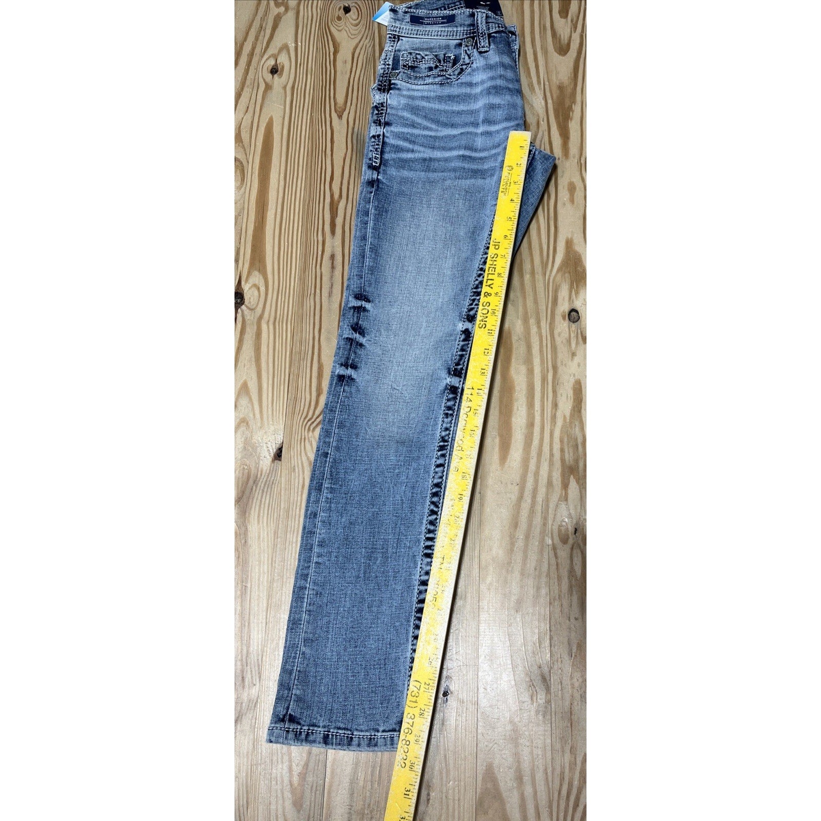 Buckle BKE Women's 26x30 Blue Stretch Blend Alec Low Rise Slim Straight Leg NWT