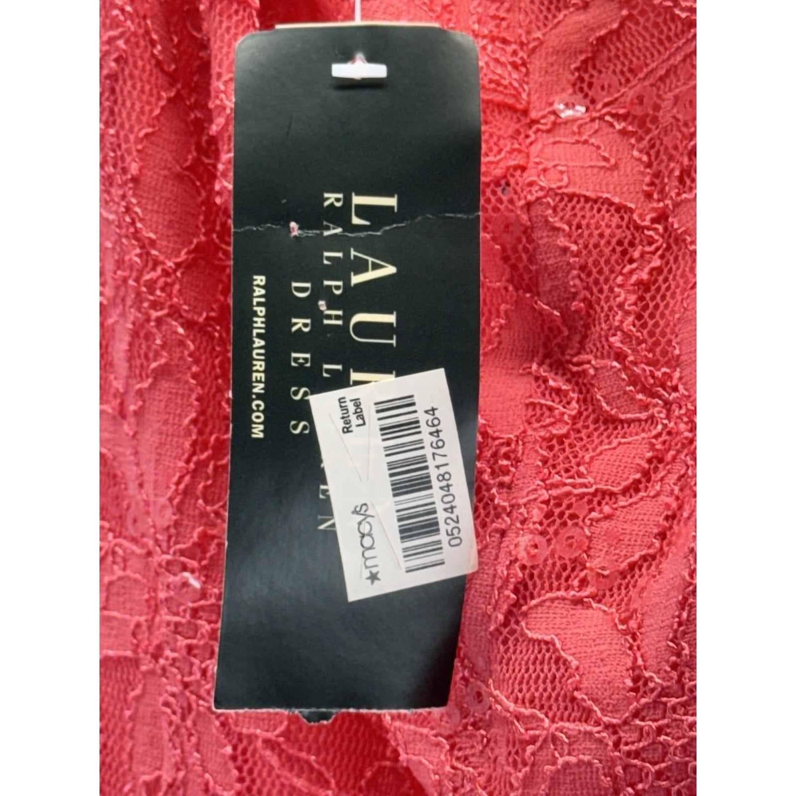 Lauren Ralph Lauren Pink Floral Lace Ruched Women’s Dress Size 8 New With Tags