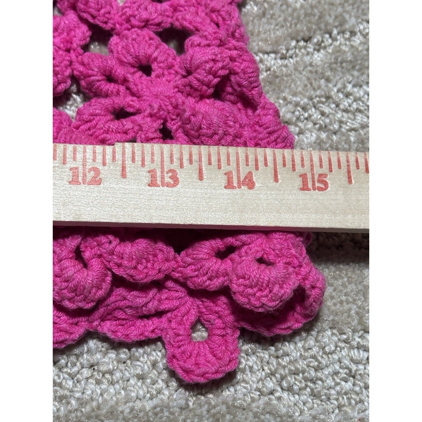 Beehive Crochet Art Pink Floral Bralette Top Size S Boho Festival Beach Cover Up