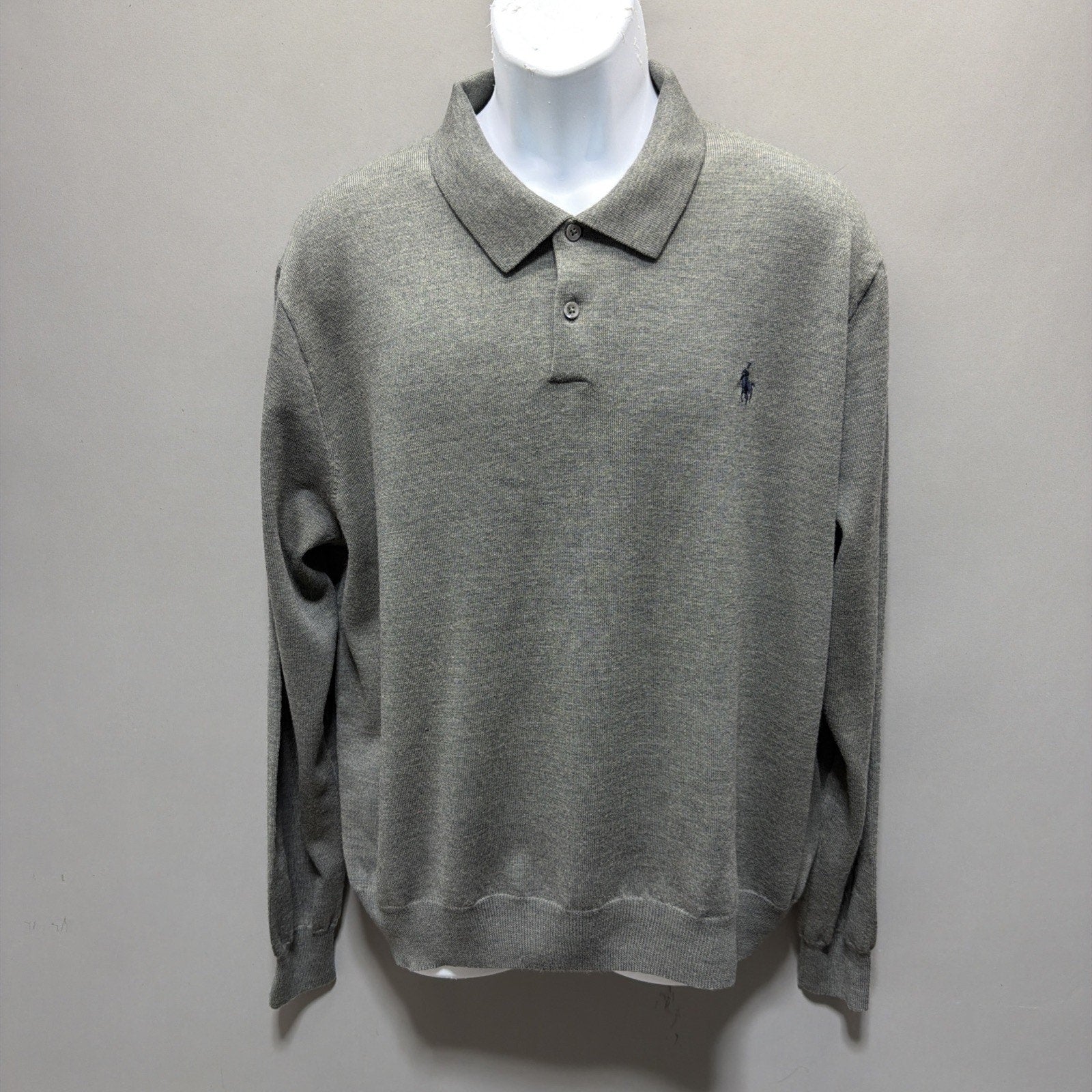 Polo Ralph Lauren Sweater Mens Size XXL Gray 100% Merino Wool Knit Pullover