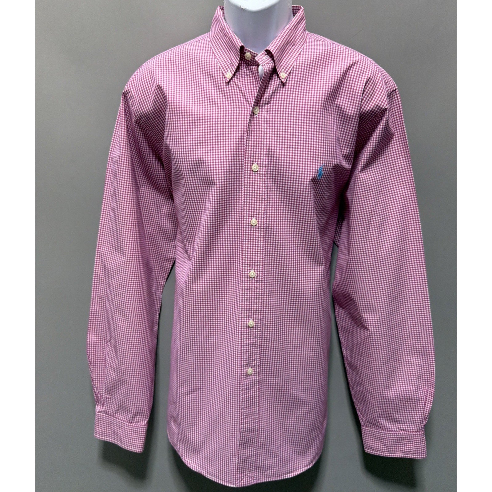 Men’s POLO Ralph Lauren Pink Gingham Oxford Button Down Shirt Sz XL 100% Cotton