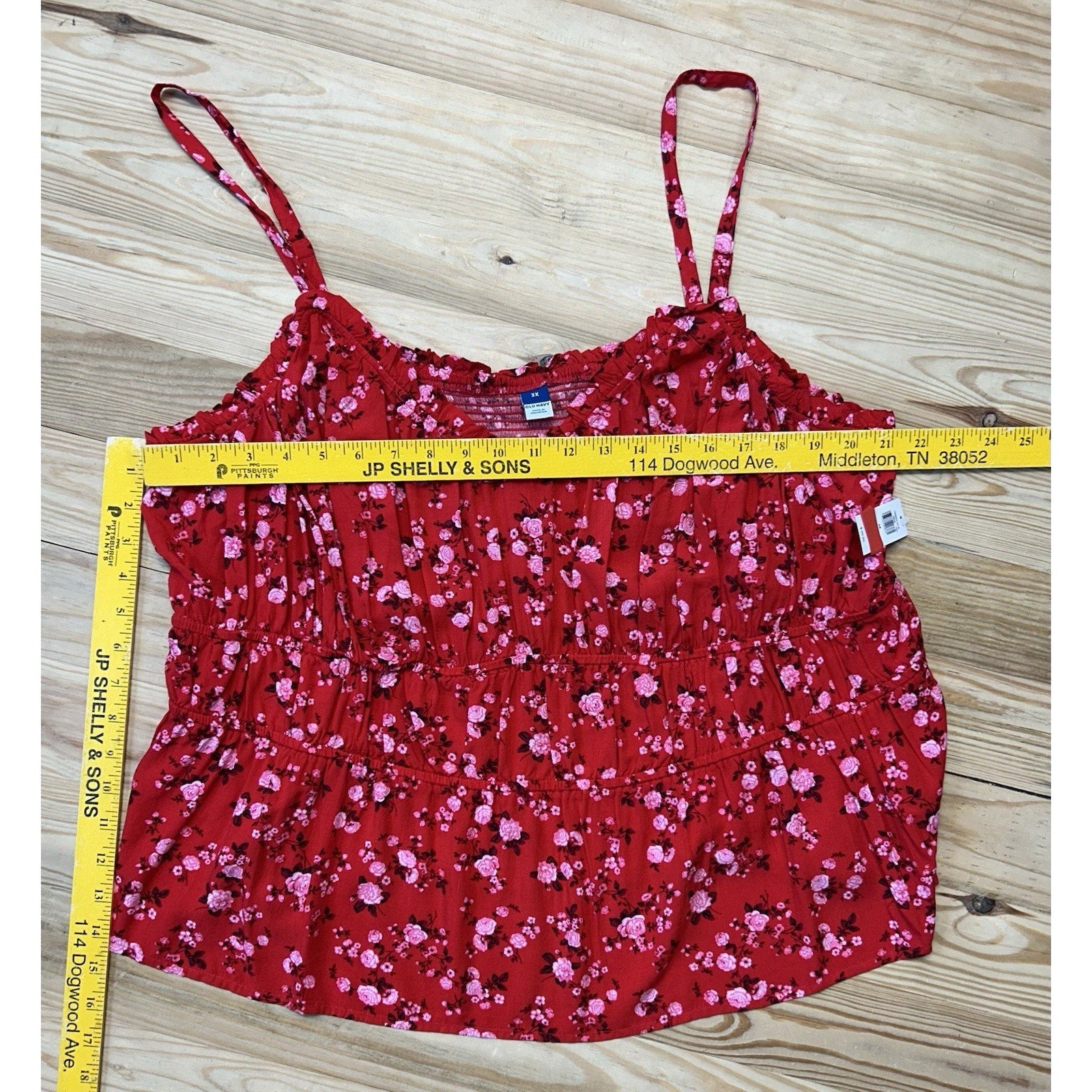 Old Navy New W Tags Tank Top Womens 3XL Thin Strap Button Up Red Floral.