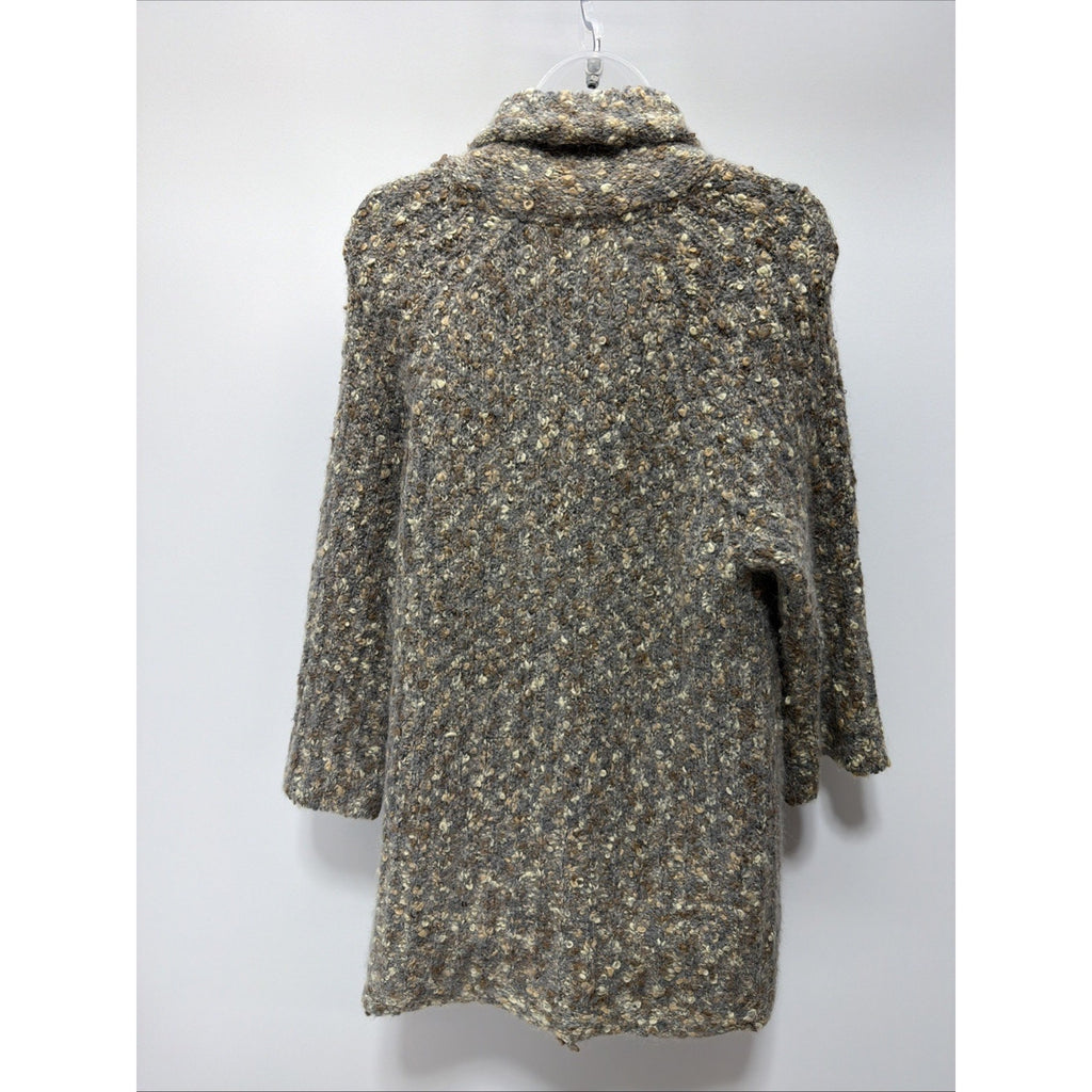 Susan Bristol 1X Gray Tan Alpaca Mohair Wool Blend Cardigan Cottage Boho Vintage
