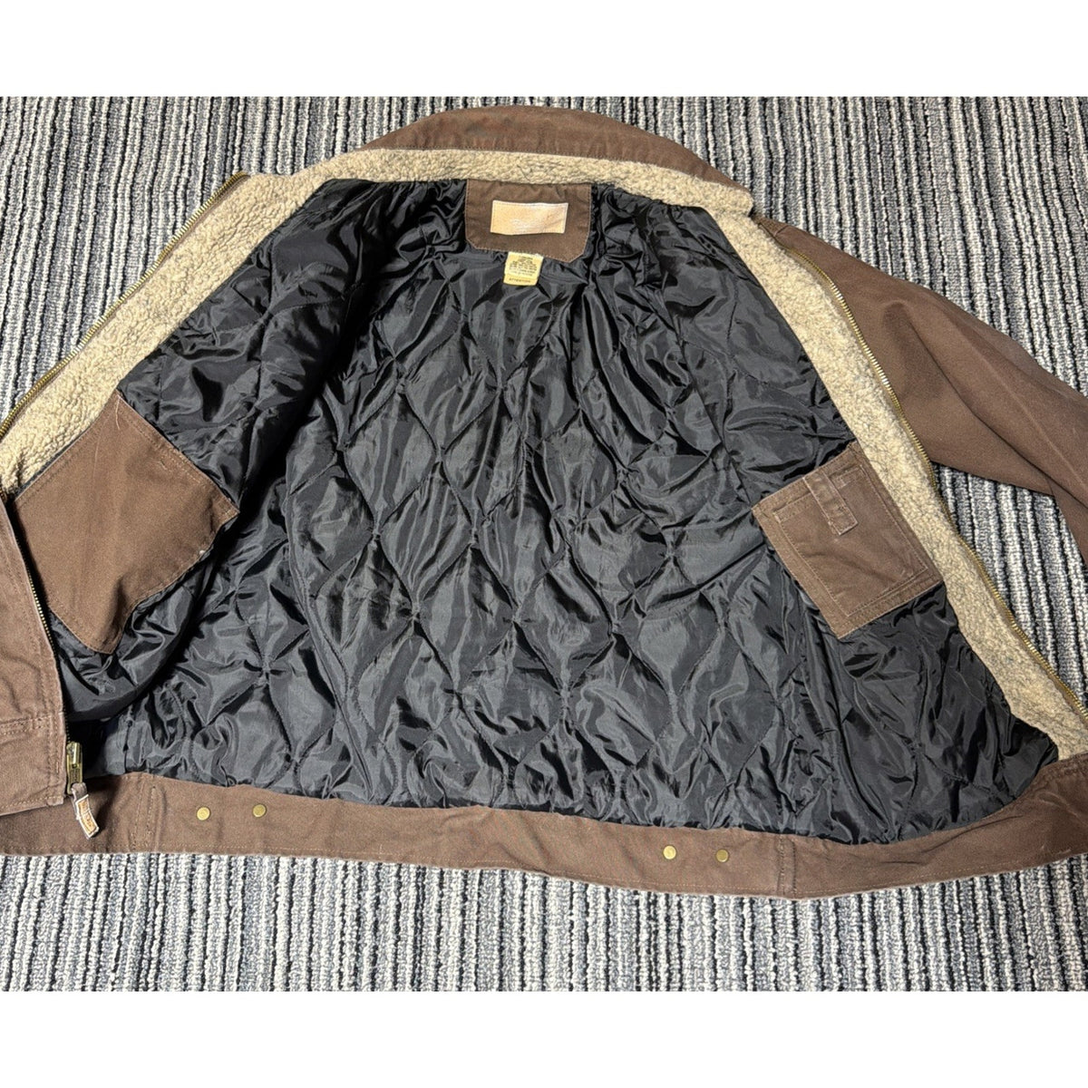 Vintage C.E. Schmidt Workwear Sherpa Quilt Lined Duck Canvas Jacket Men's L Tall