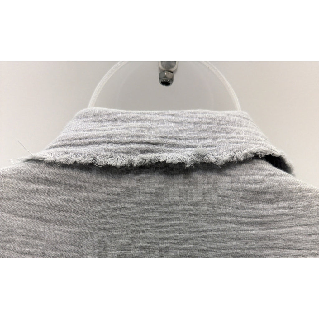 La Miel Button Up Shirt Women's Small Gray Long Sleeve Oversized Raw Hem Cotton