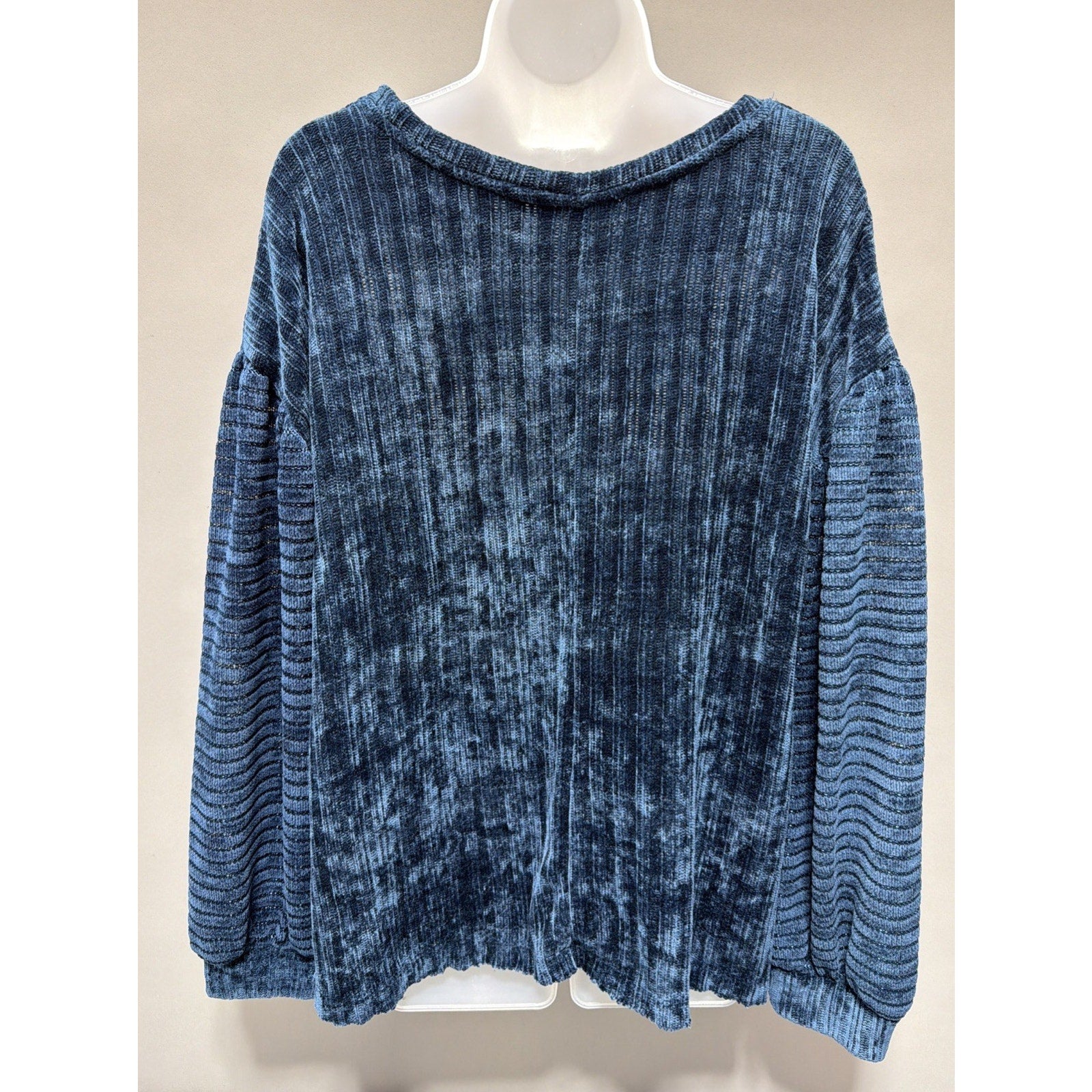 Umgee USA L Blue Velour Long Sleeve Tunic Blouse Babydoll Boho Fairy Romantic