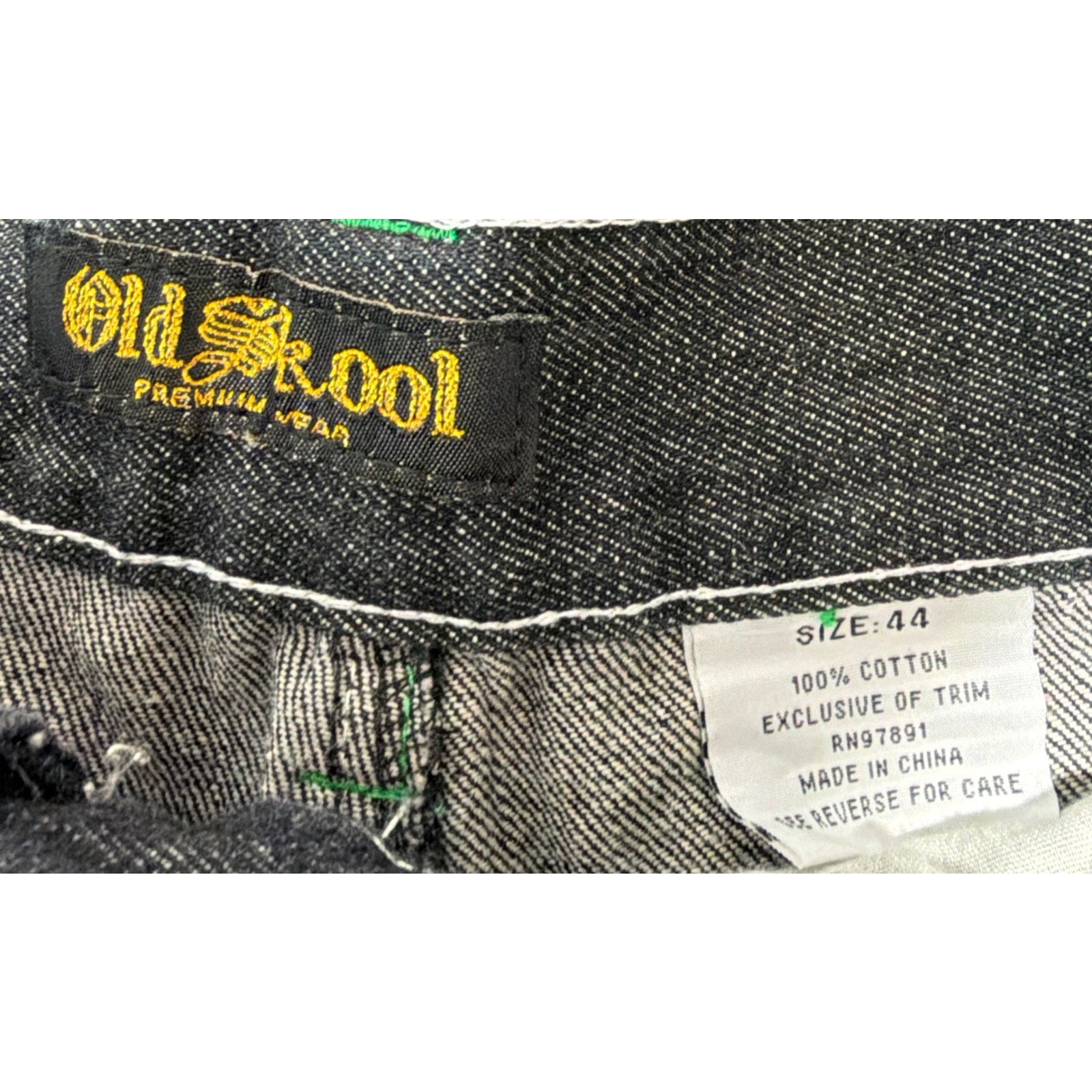 Vintage Old Skool Jeans Mens 44x30 Black Wide Leg Baggy Hip Hop Skater Y2K