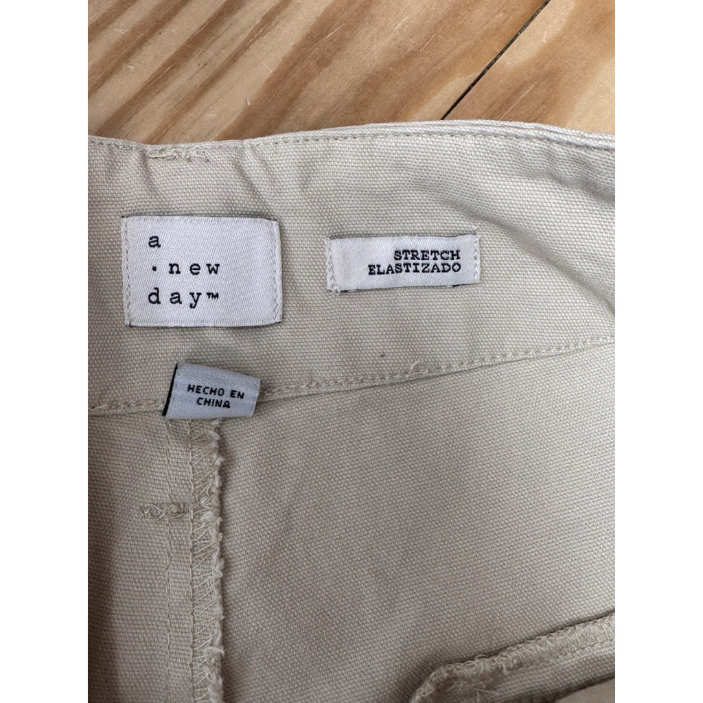 A New Day Khaki Wide Leg Pleated High Rise Stretch Chino Slacks Women’s Size 8