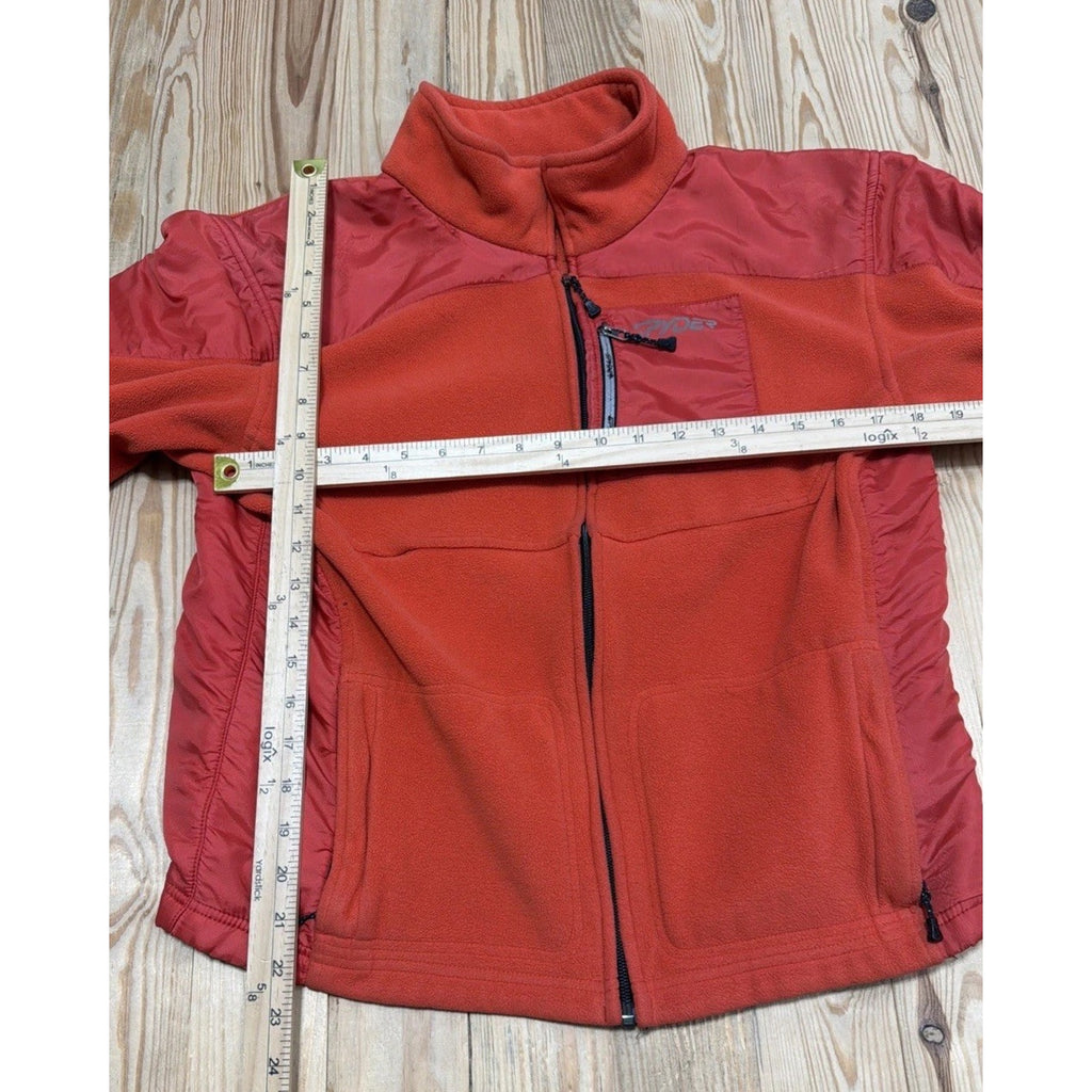 SPYDER BIG KIDS Boy’s Orange Fleece/Nylon Full Zip Jacket Size XL