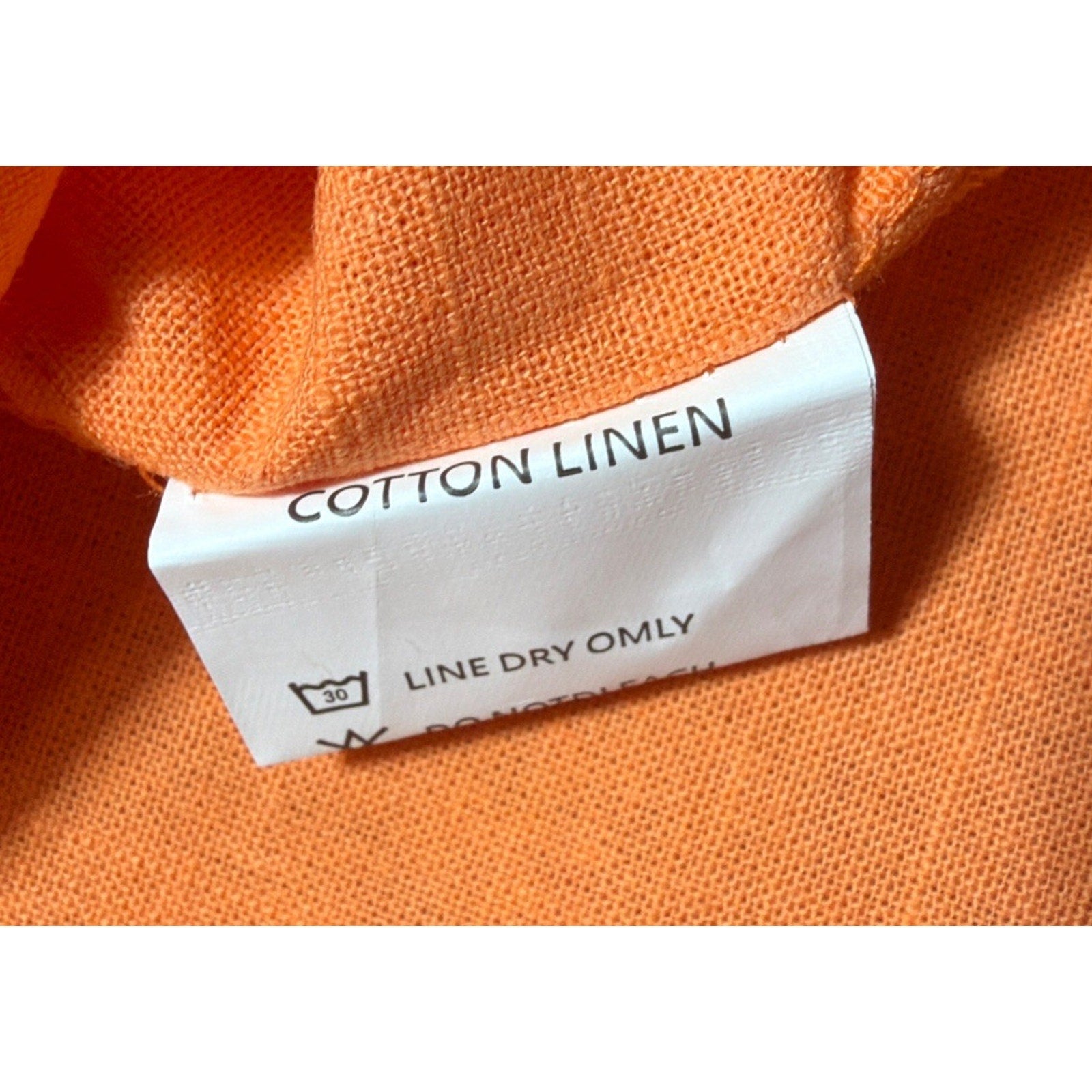 Ouku Mens Orange Cotton Linen Button Down Shirt Size Large