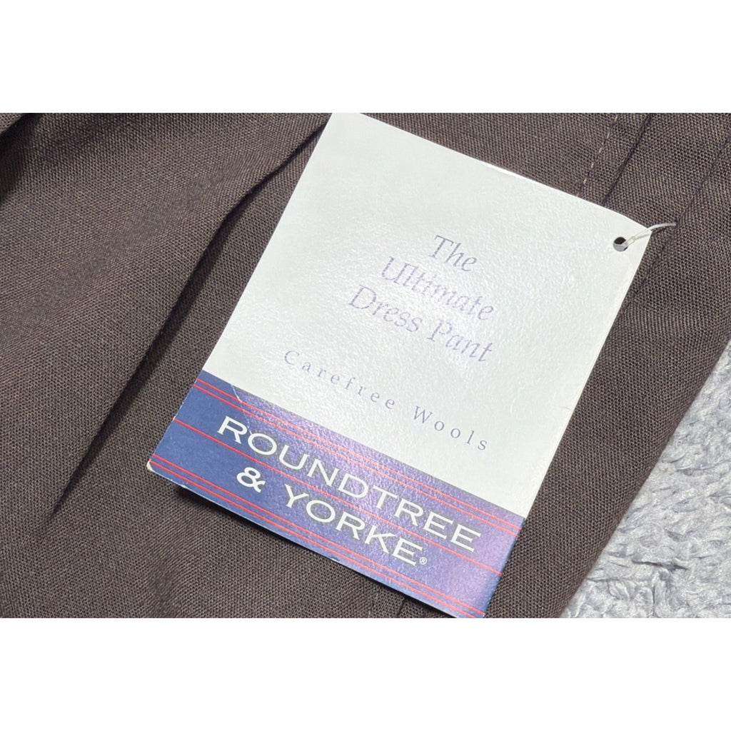 Roundtree & Yorke Wool Blend Pants Men 36x34 Brown Classic Ultimate Comfort NEW