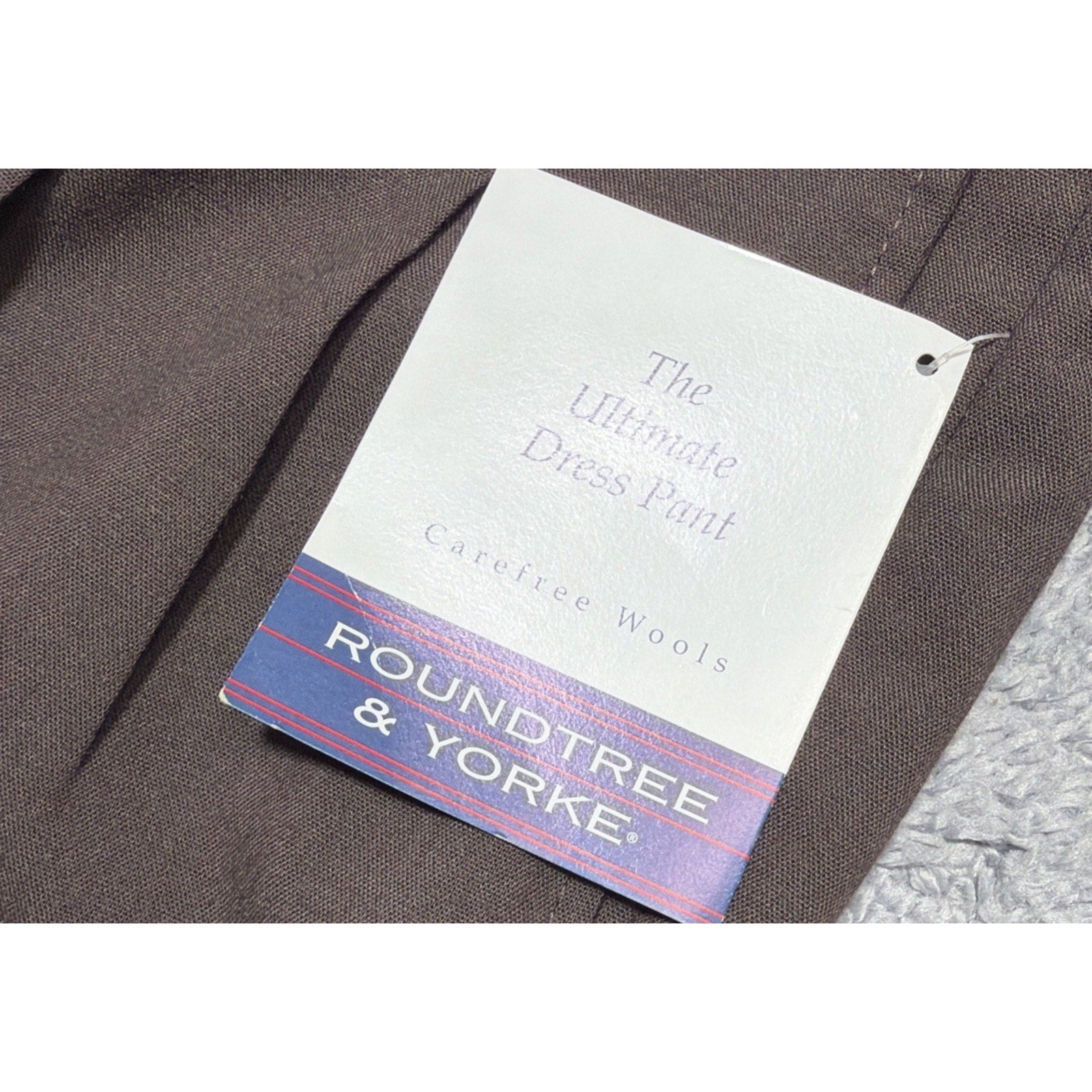Roundtree & Yorke Wool Blend Pants Men 36x34 Brown Classic Ultimate Comfort NEW