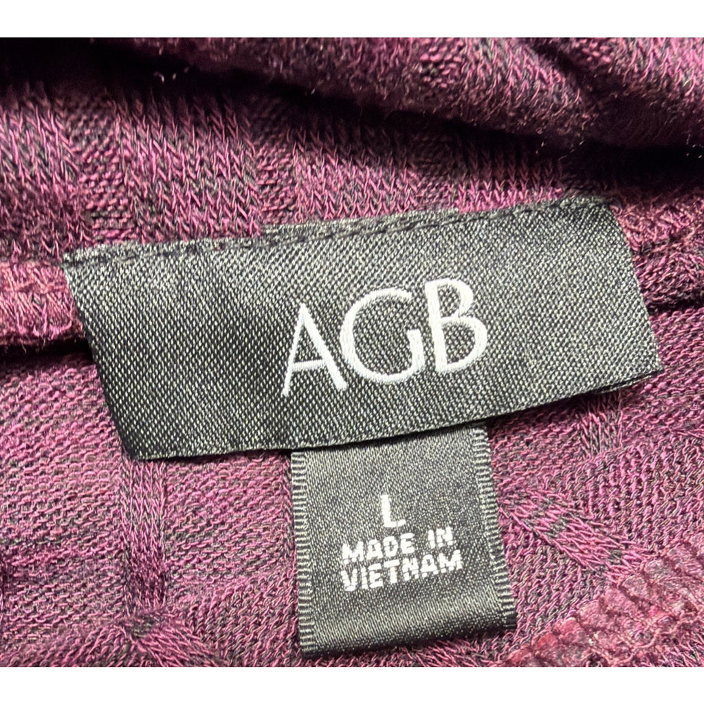 AGB Women’s L Dark Raisin Cowl Neck Ribbed Knit Sweater Lightweight Brand New