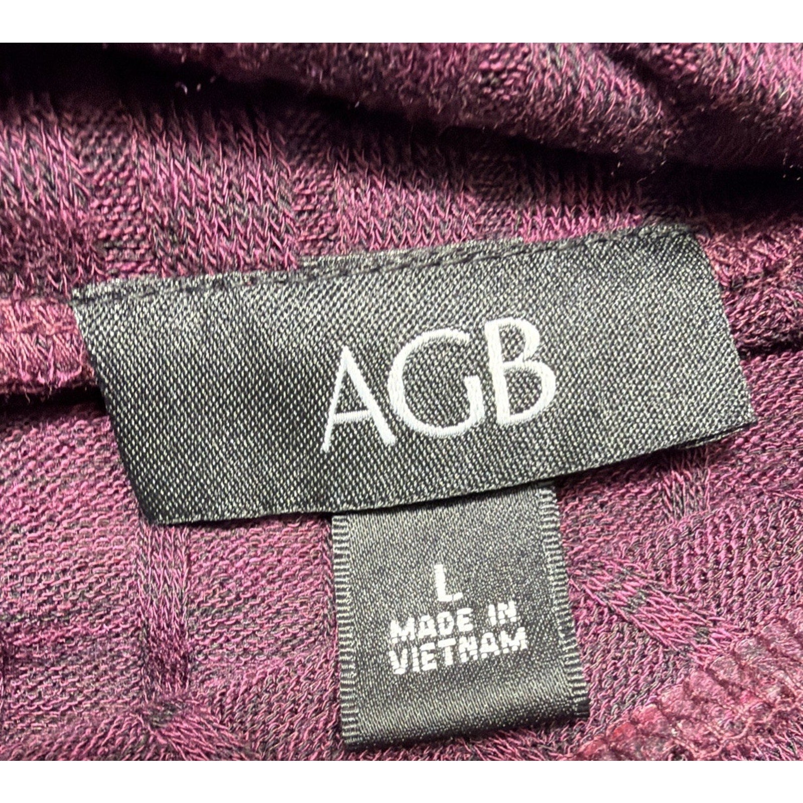 AGB Women’s L Dark Raisin Cowl Neck Ribbed Knit Sweater Lightweight Brand New