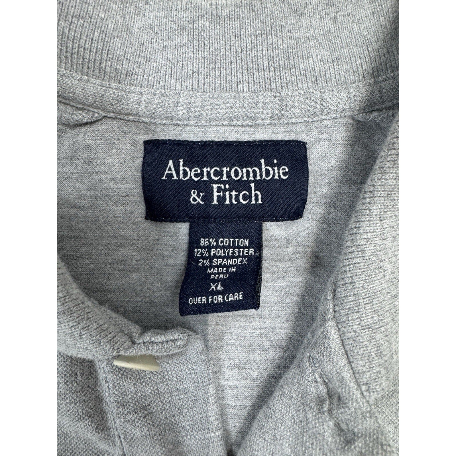 Abercrombie & Fitch Polo Mens XL Muscle Fit Logo Moose Gray With Green White