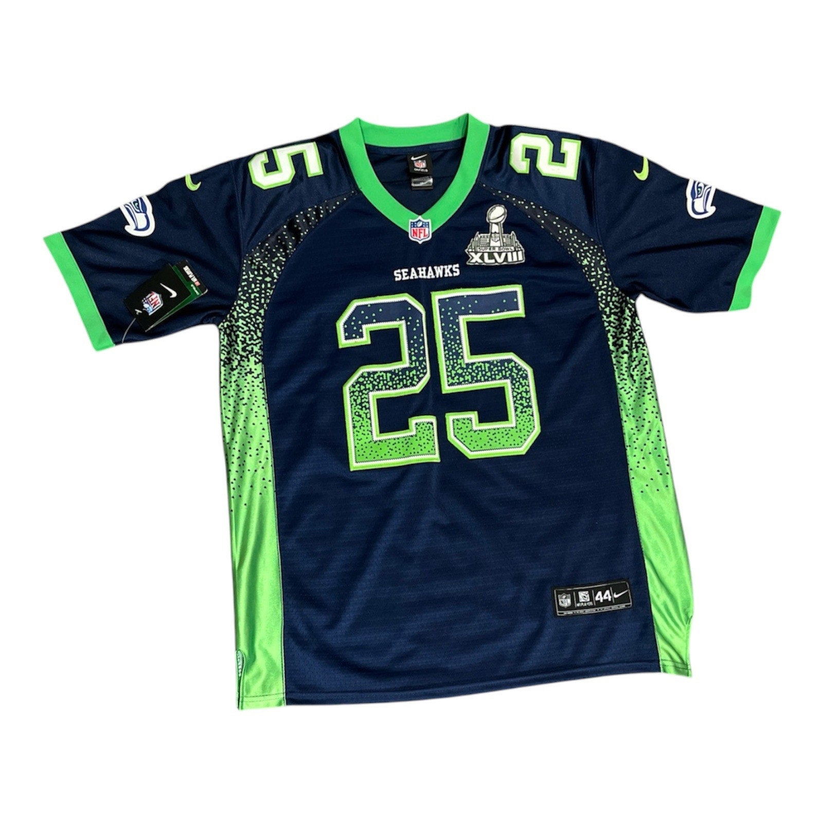 NWT NFL Nike On Field Super Bowl XLVII Richard Sherman Sewn Jersey Size 44