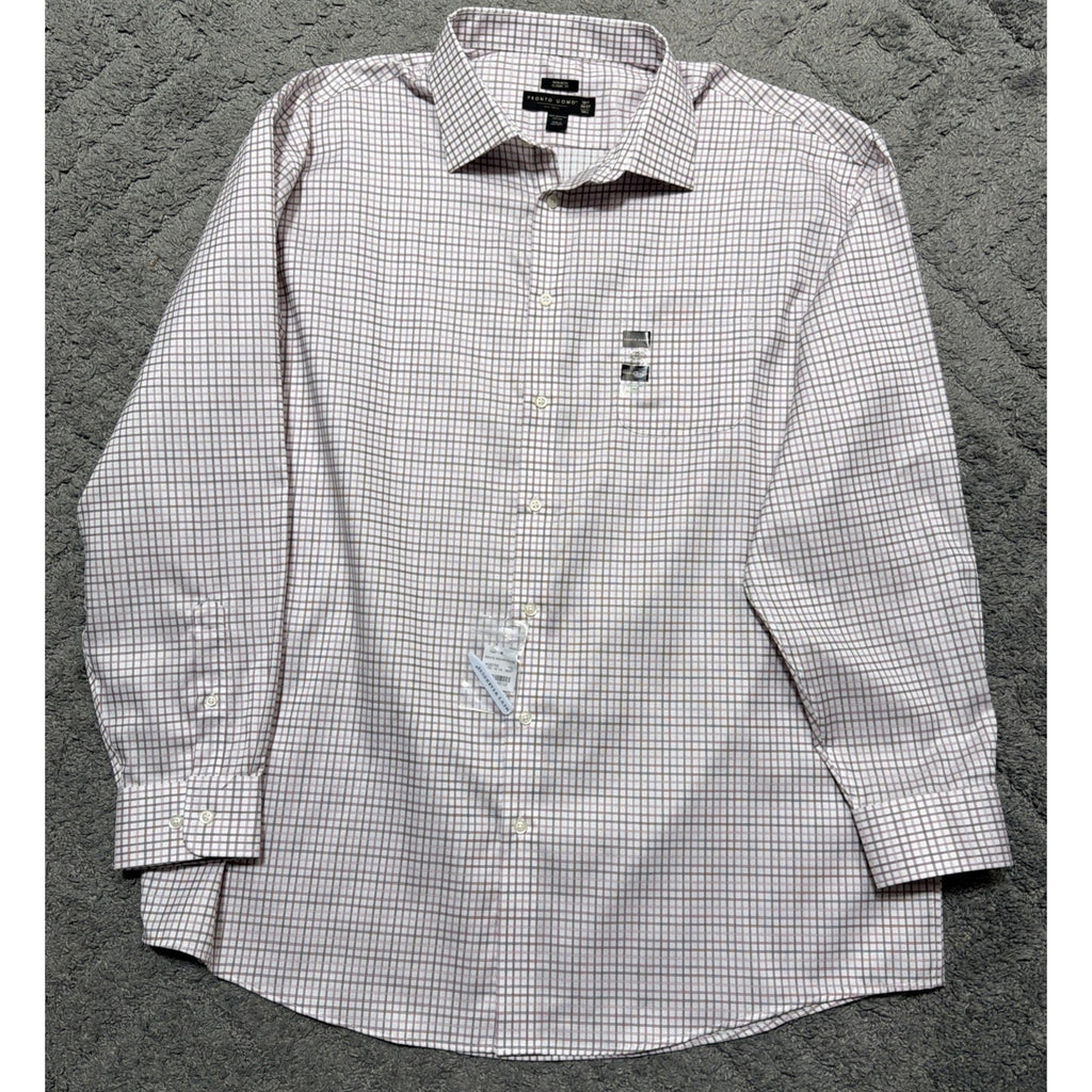 Pronto Uomo Mens Non Iron Dress Shirt 18 36/37 Tall Classic Fit Egypt Cotton NWT