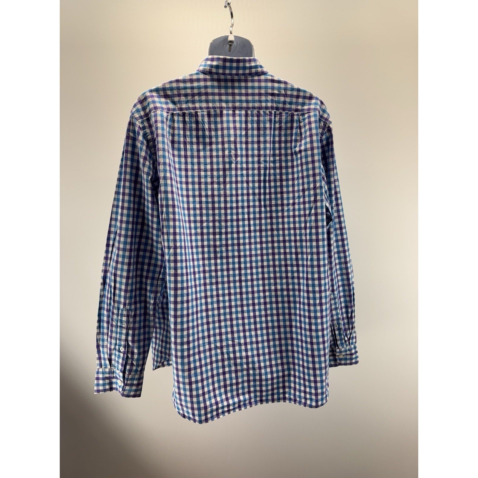 Old Navy The Classic Shirt Mens X-Large Button Up Blue Purple Check Long Sleeve