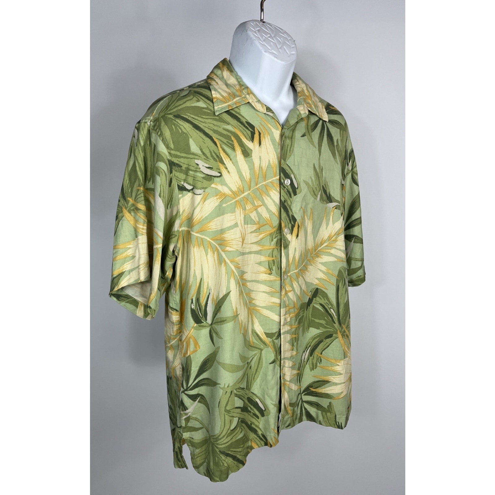 IZOD GOLF 100% Washable Silk Camp Tropicabana Aloha Shirt Casual Mens Large