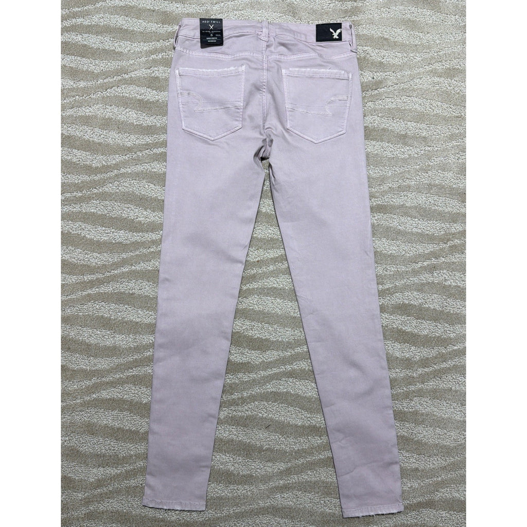 American Eagle Women's 6 Jeans Hi Rise Jegging Lavender Distressed Stretch NWT