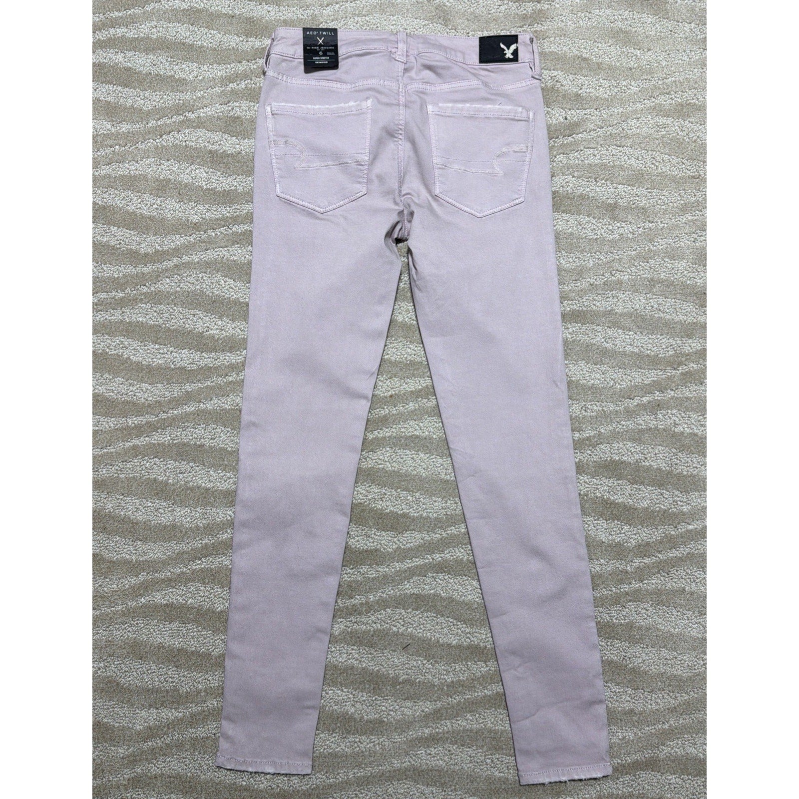American Eagle Women's 6 Jeans Hi Rise Jegging Lavender Distressed Stretch NWT