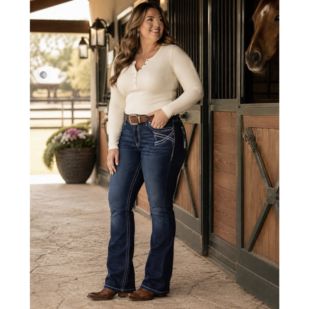 Ariat R.E.A.L. Jeans Womens 18WL Marine Mid Rise Entwined Bootcut NWT 10017510