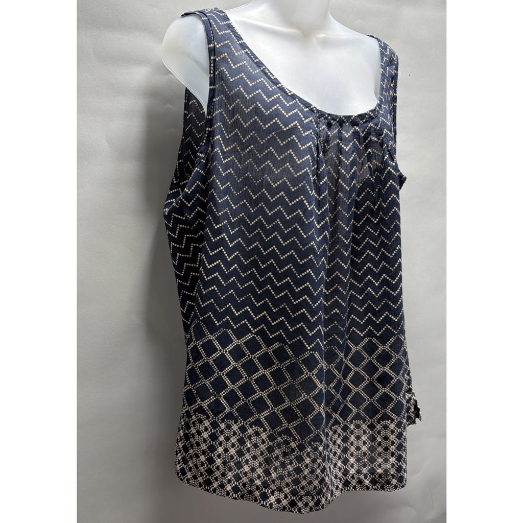 Eddie Bauer Women's Tank Shirt Blue Size L Sleeveless Blouse Top 100% Cotton