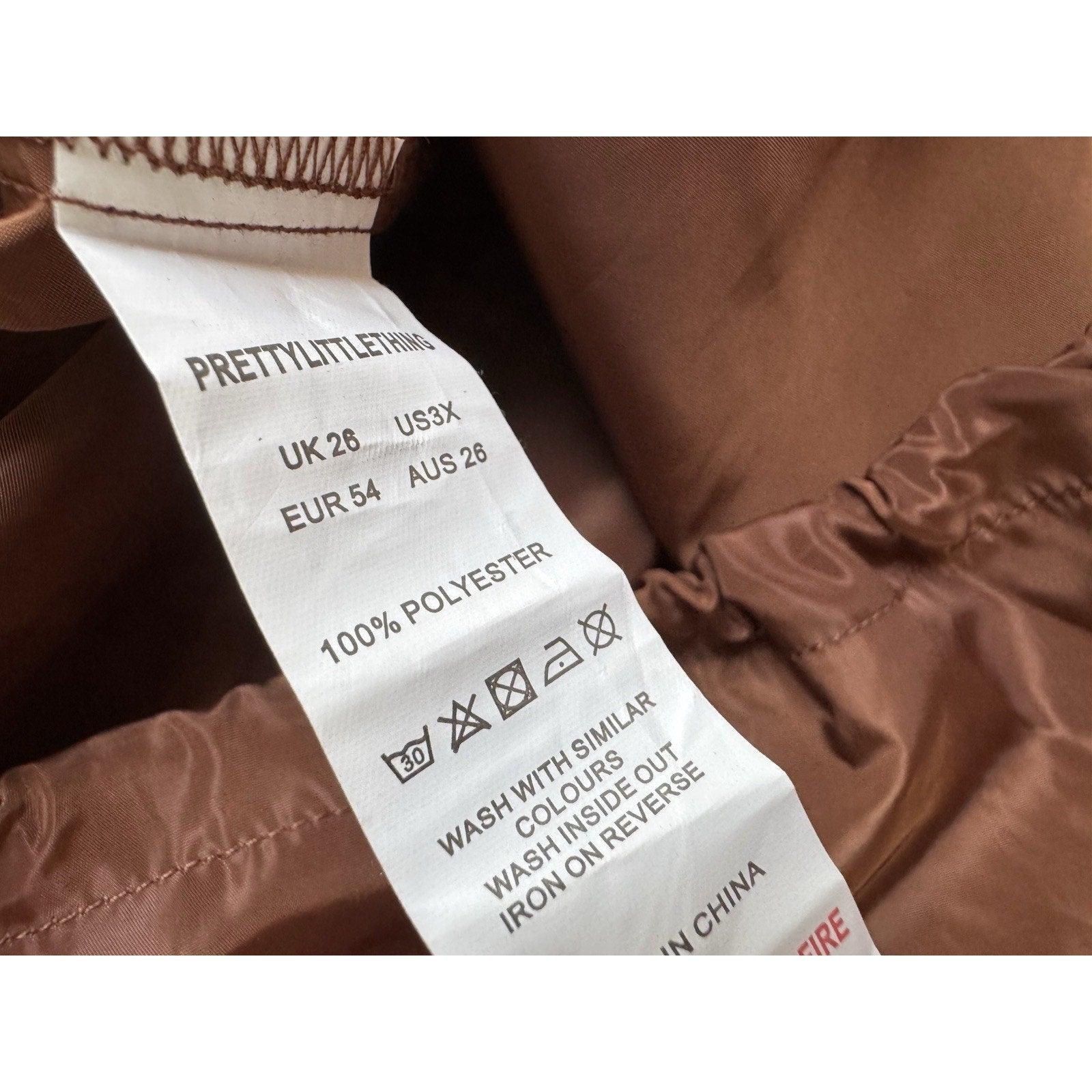PrettyLittleThing Windbreaker Sheath Dress 3X Brown Orange Zip Long Rain Coat