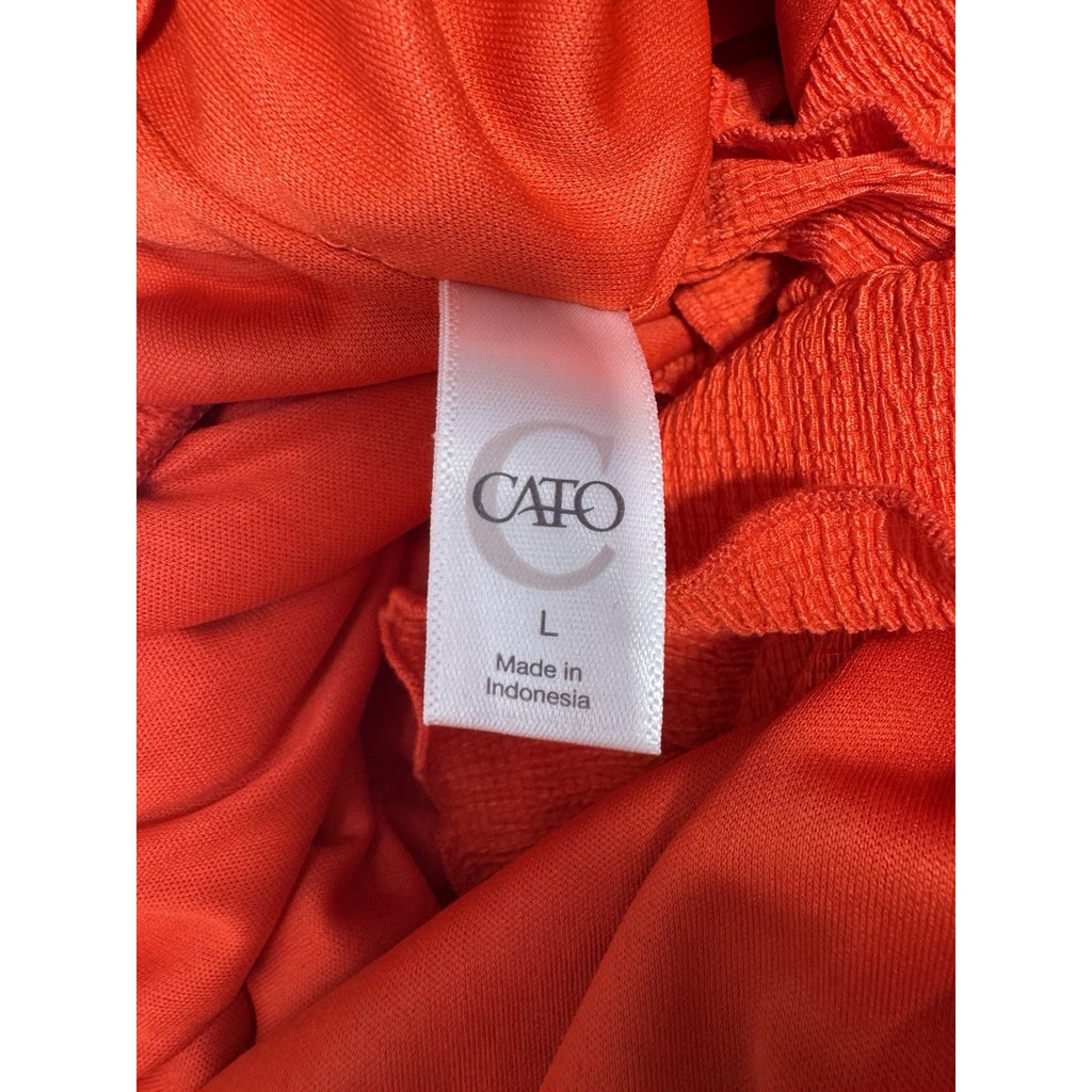 Cato Red Ruffle Flutter Trim V-Neck A-Line Dress Waist Tie Women’s Size Large