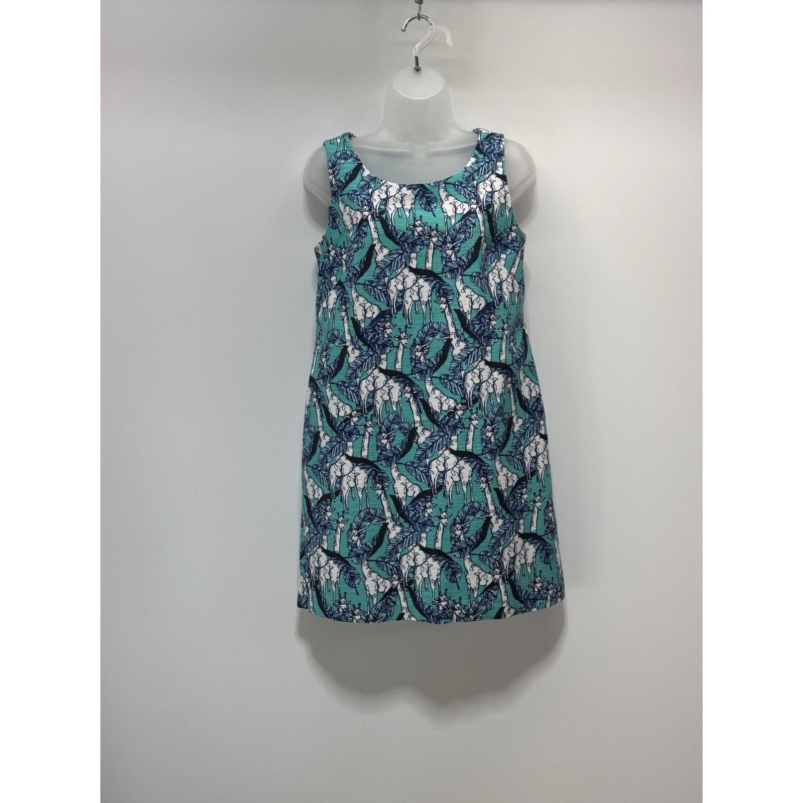 Talbots Giraffe Print Sleeveless Sheath Cotton Spandex Green Black Women’s 6P