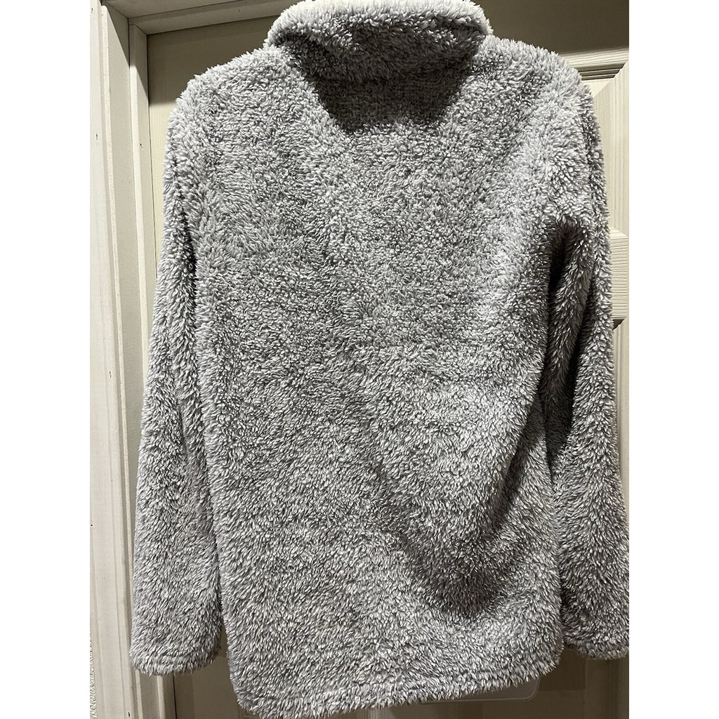 Angashion Teddy Fleece Pullover Size M Grey Jacket Long Sleeve