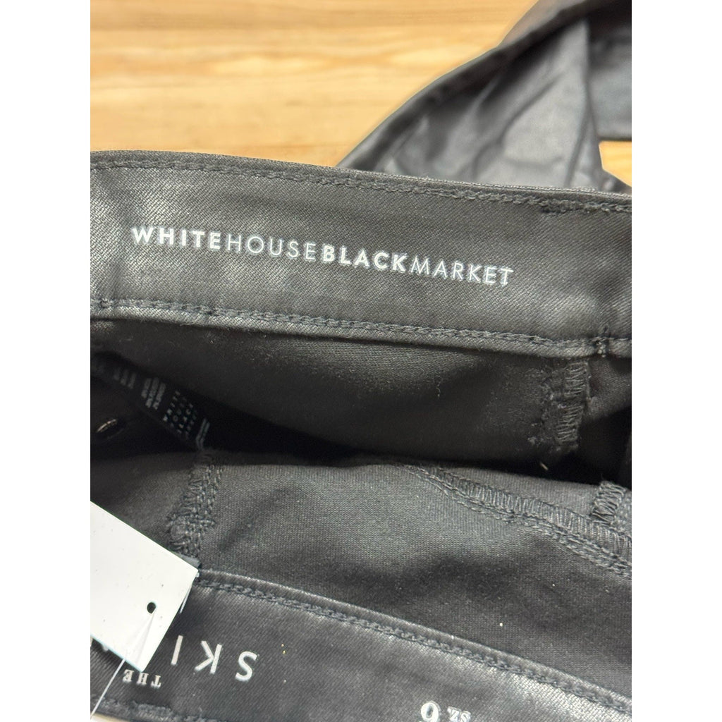 White House Black Market Faux Leather Pants Womens 6 The Skinny Ankle Zip Modal