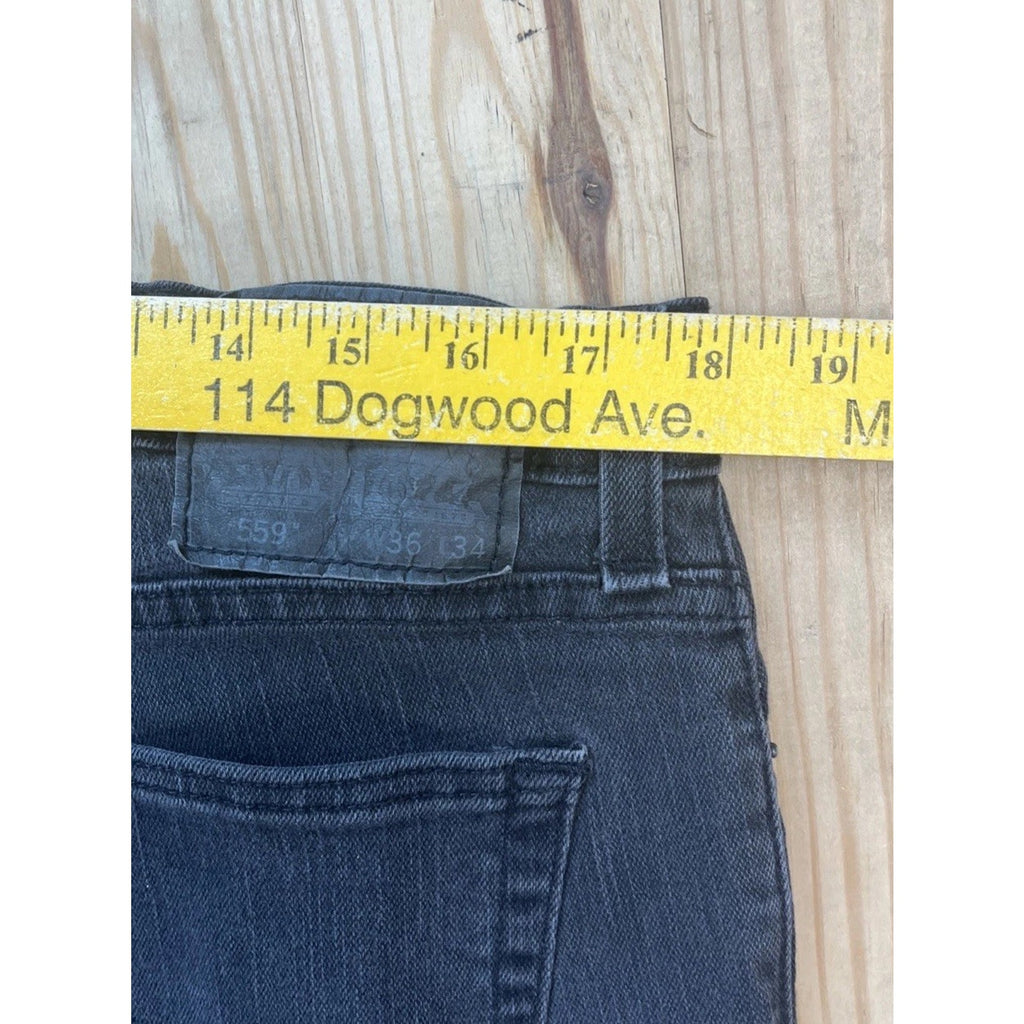 Levi's 559 Relaxed Straight Leg Black Denim Jeans Men's 36x34