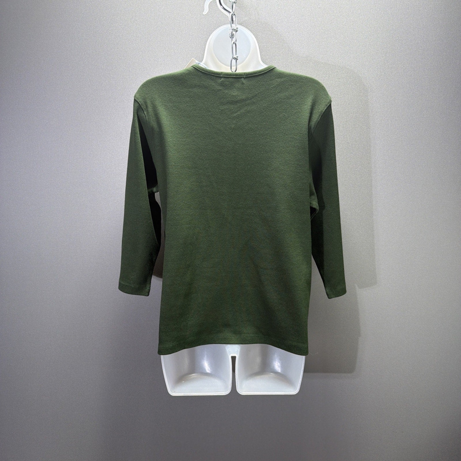 Jones New York Women's XL Cedar Green V Neck 3/4 Sleeve Knit Top Stretch New