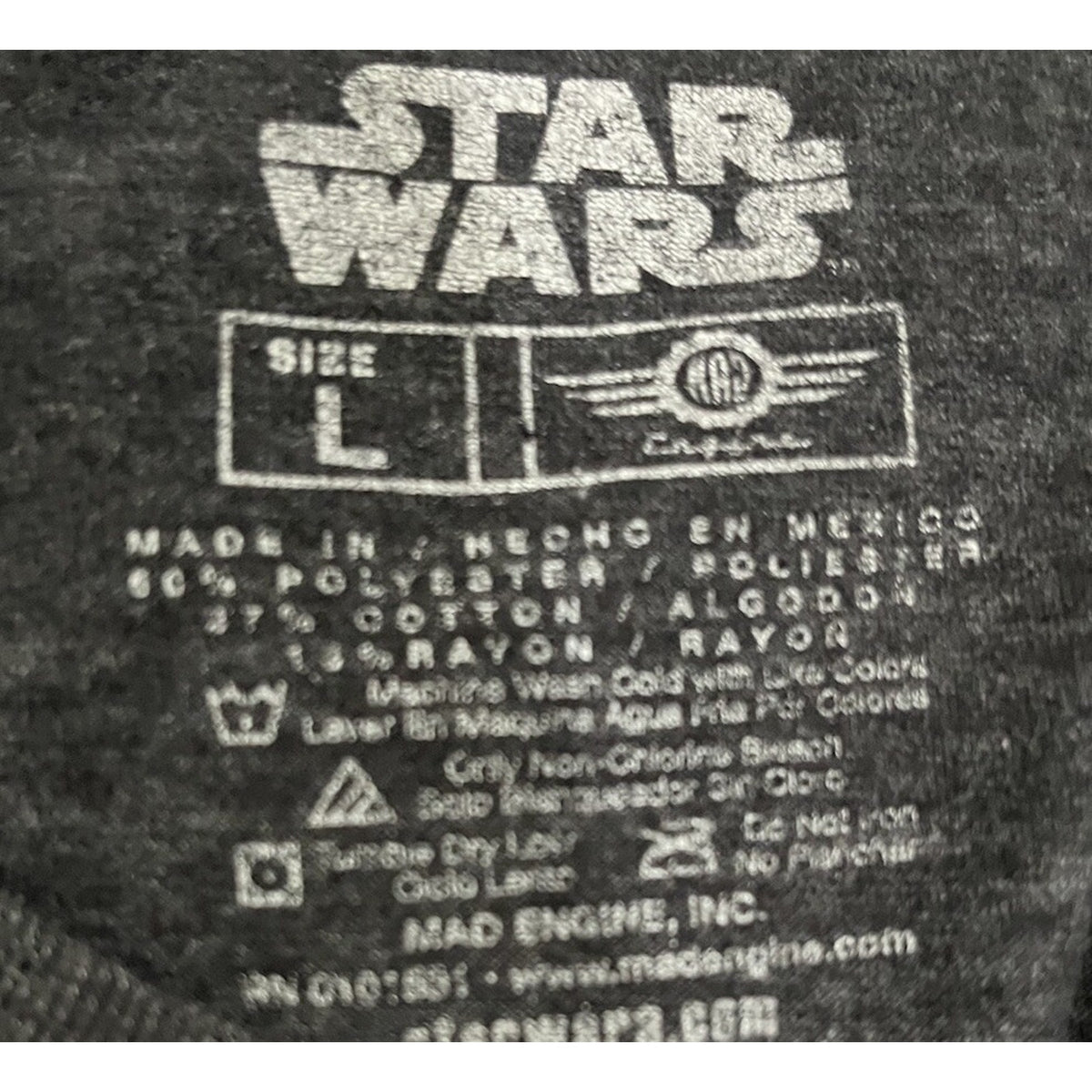 Star Wars Classic Logo Tie Fighter Gray T- Shirt Unisex Size Large