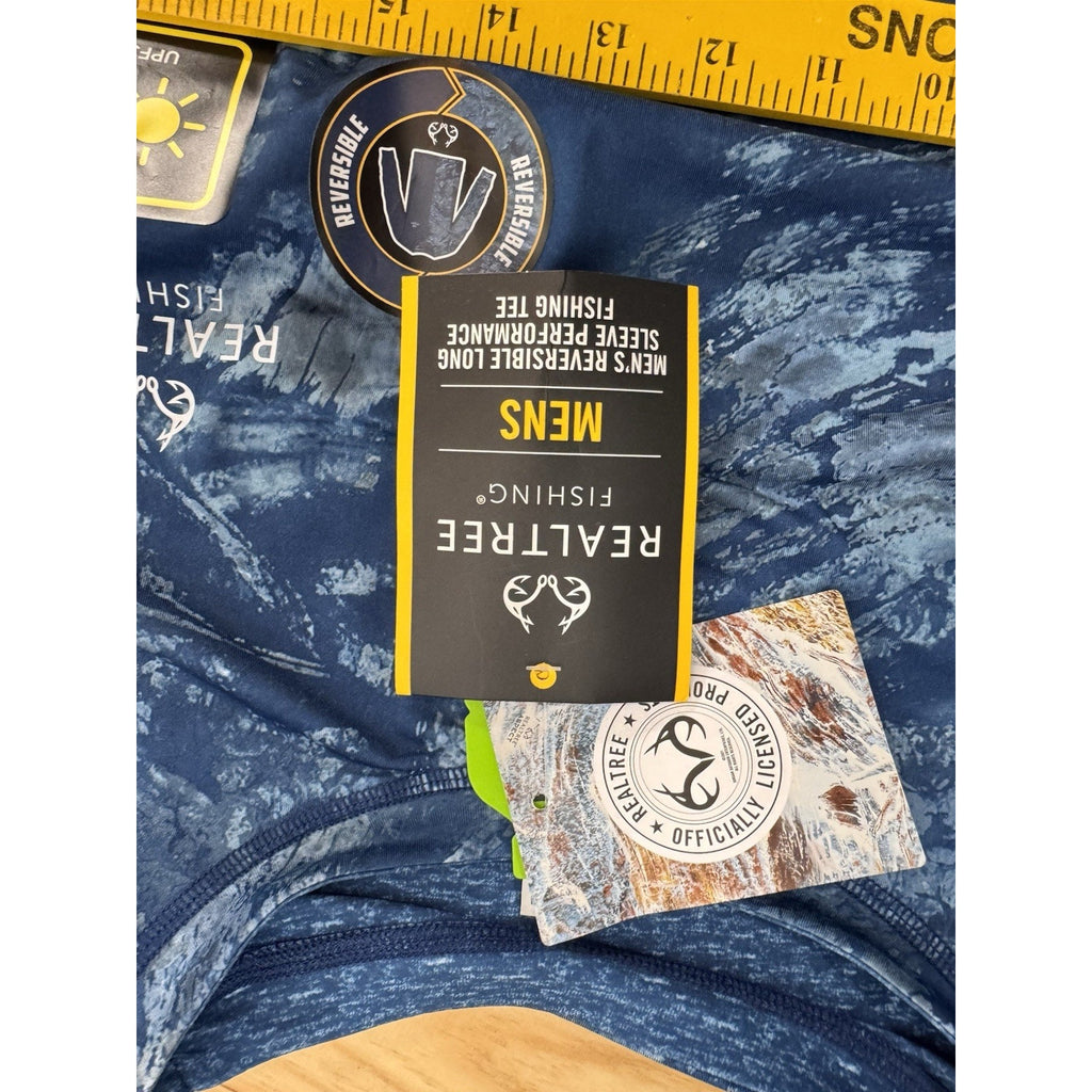 NEW Realtree Fishing Men's Shirt in Blue Reversible UPF30 Size 2XL