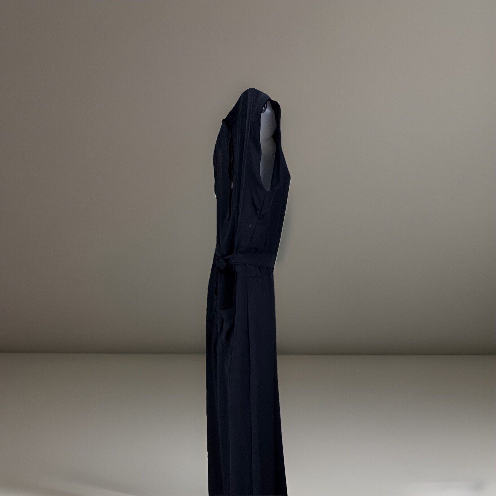 Calvin Klein Jumpsuit Women’s Black Wide Leg Elastic Tie Waist Size 10