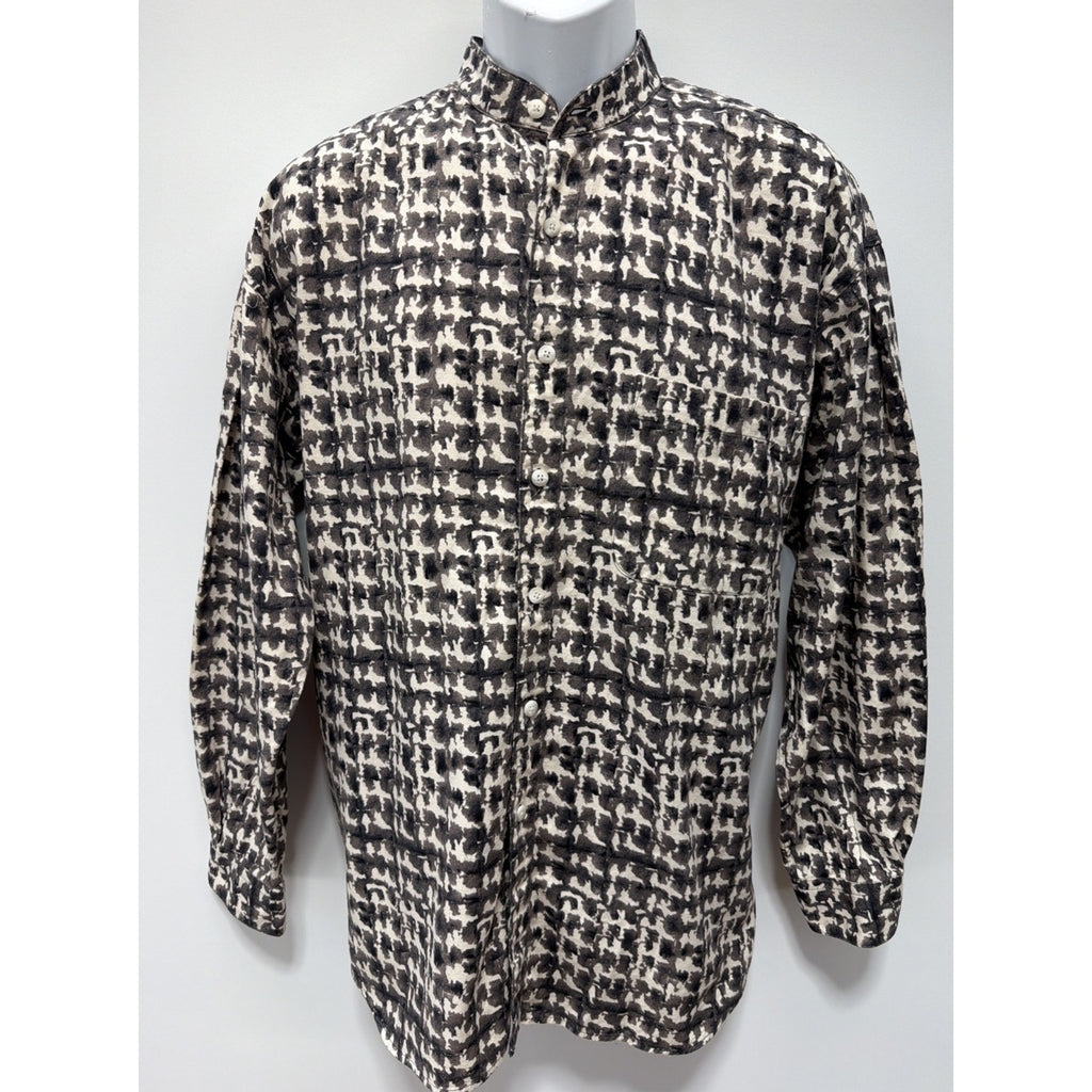 Vintage Perry Ellis Button Up Shirt Men’s Large Long Sleeve Abstract Made In USA